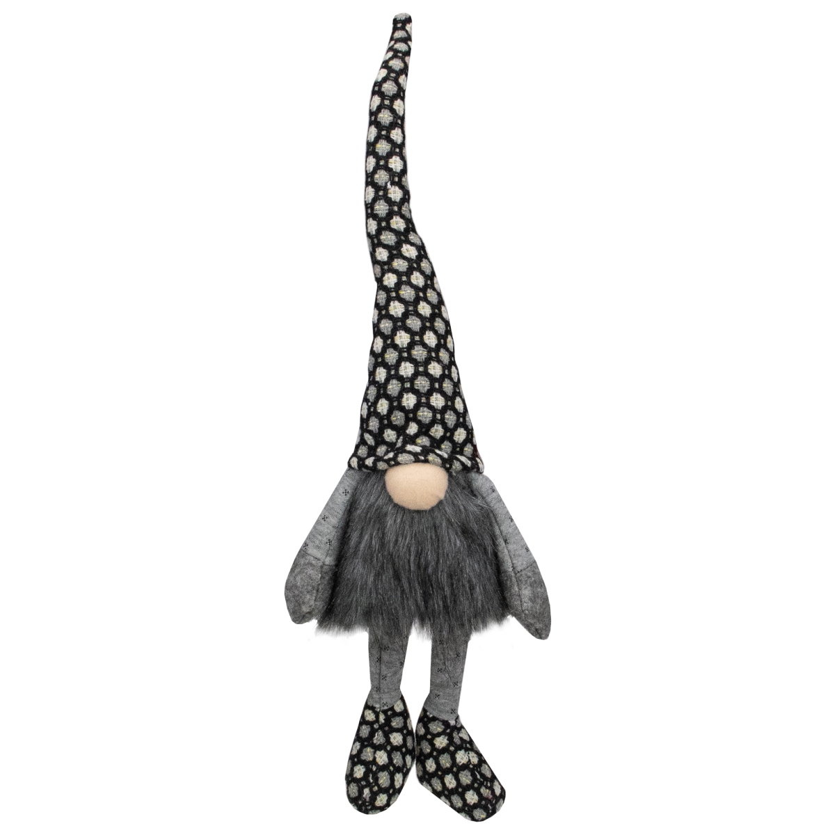 19.5 6.5 x 5 in. Standing Tabletop Gnome Christmas Decoration, Gray & Black
