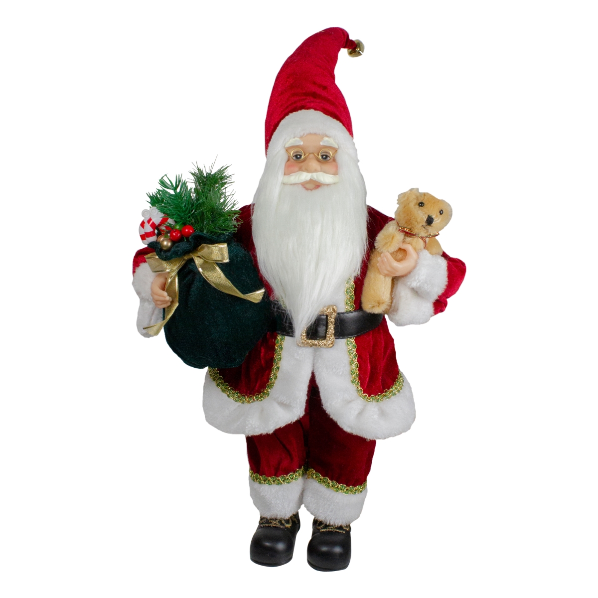Picture of Northlight 34316585 18 in. Standing Santa Christmas Figure with a Plush Bear
