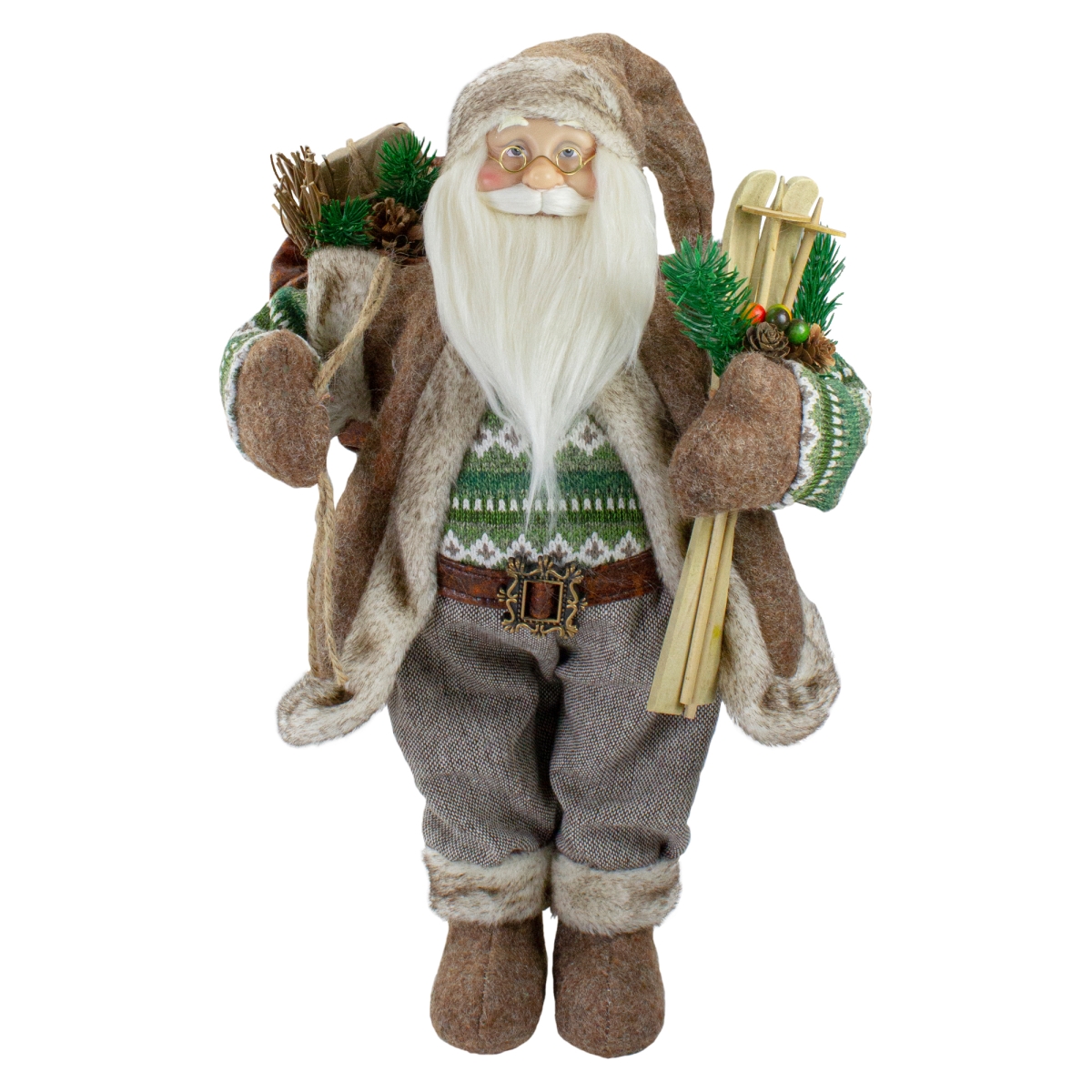 Picture of Northlight 34316586 18 in. Standing Santa Christmas Figure Carrying Presents & Skis