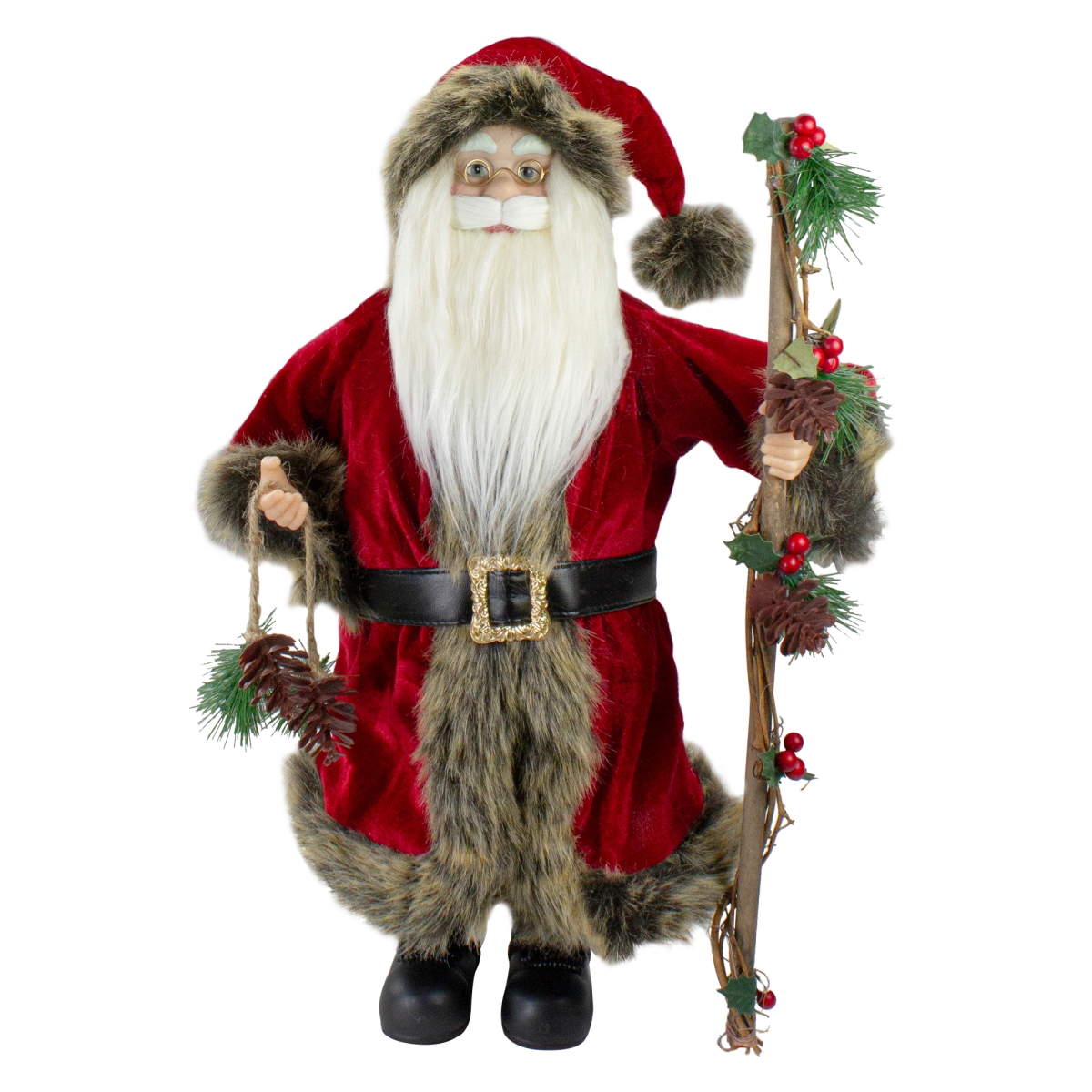 34316587 18 in. Standing Old World Santa Christmas Figure with Pine Cones -  NorthLight