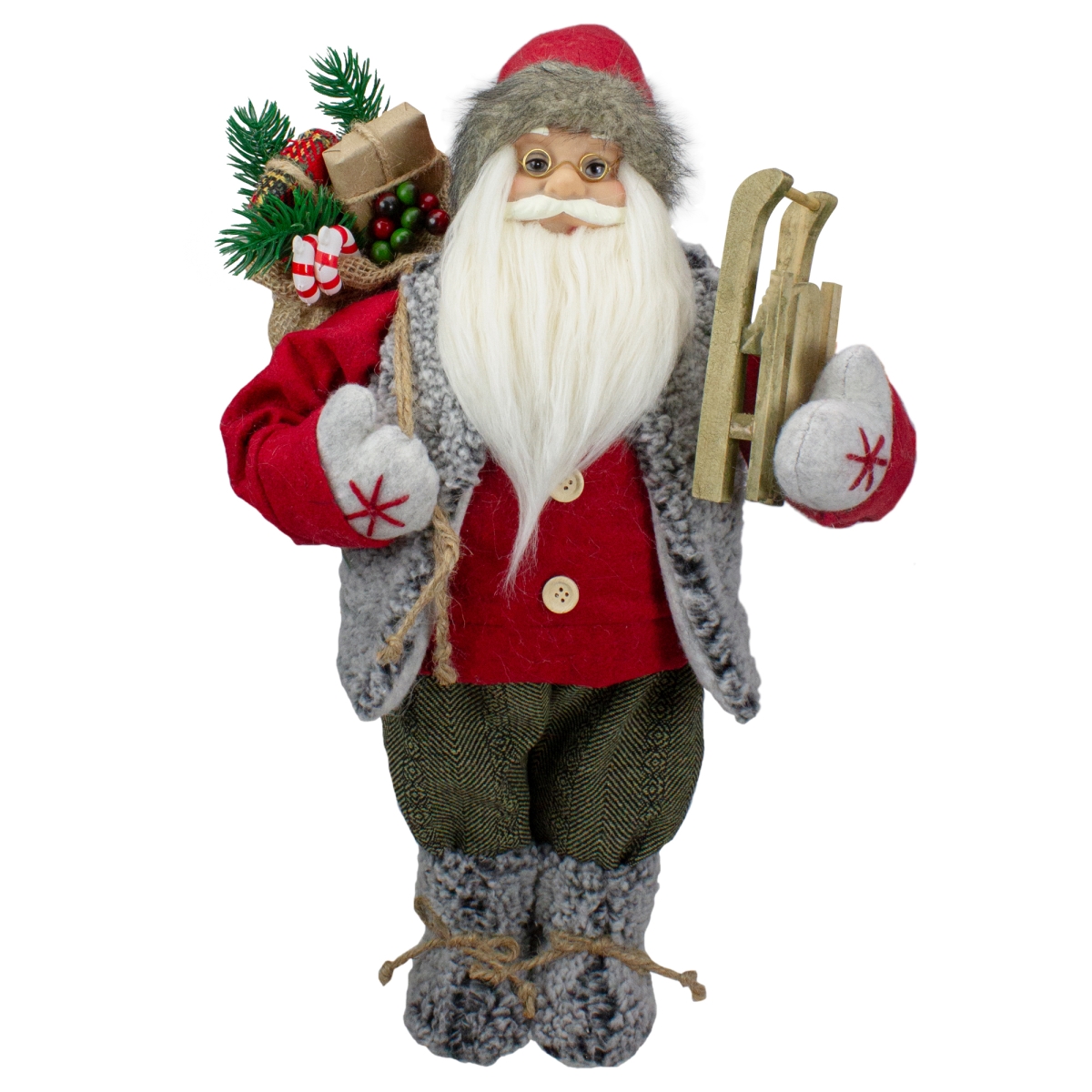 Picture of Northlight 34316594 18 in. Standing Santa Christmas Figure Carrying Presents & a Sled