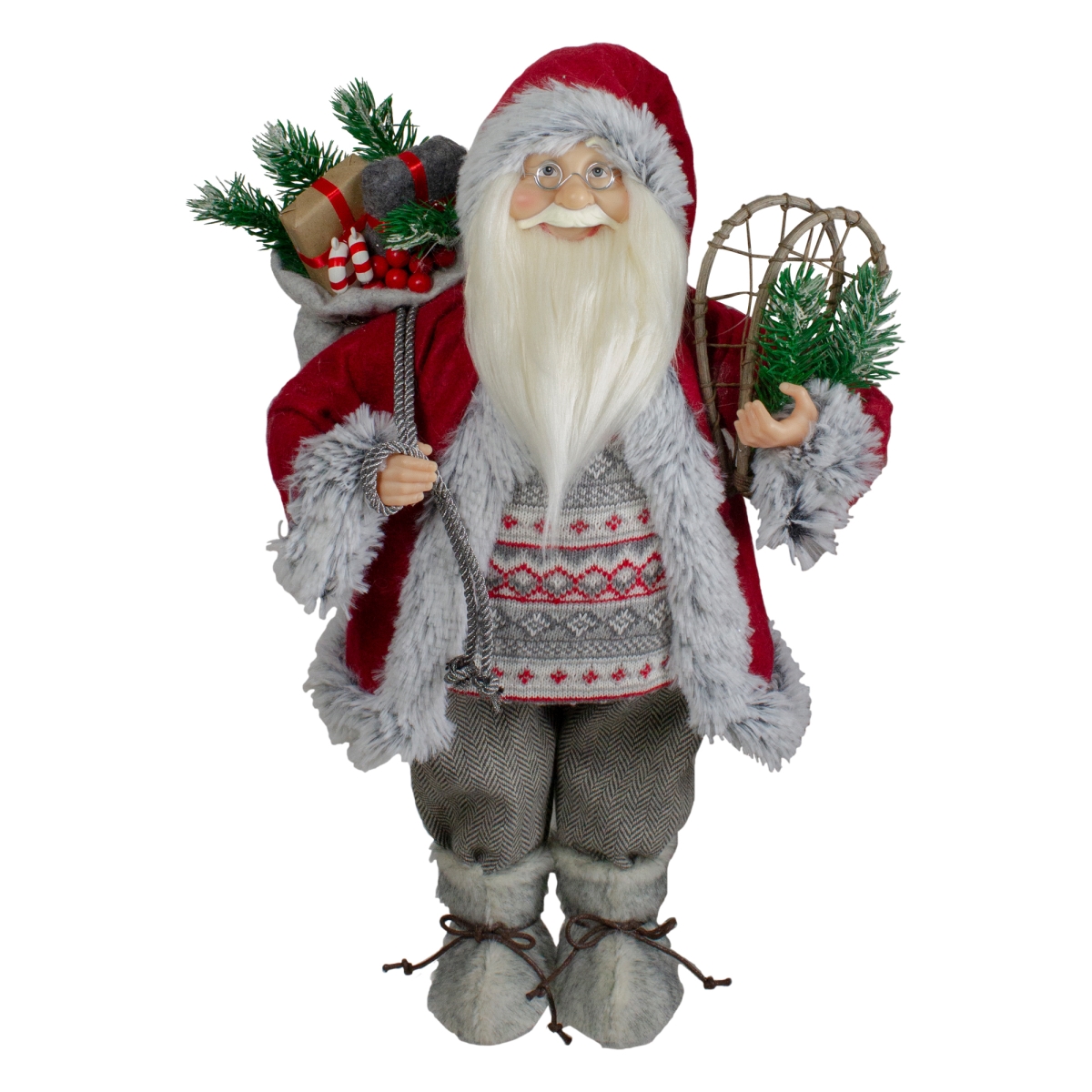 Picture of Northlight 34316597 18 in. Standing Santa Christmas Figure with Snow Shoes & Presents