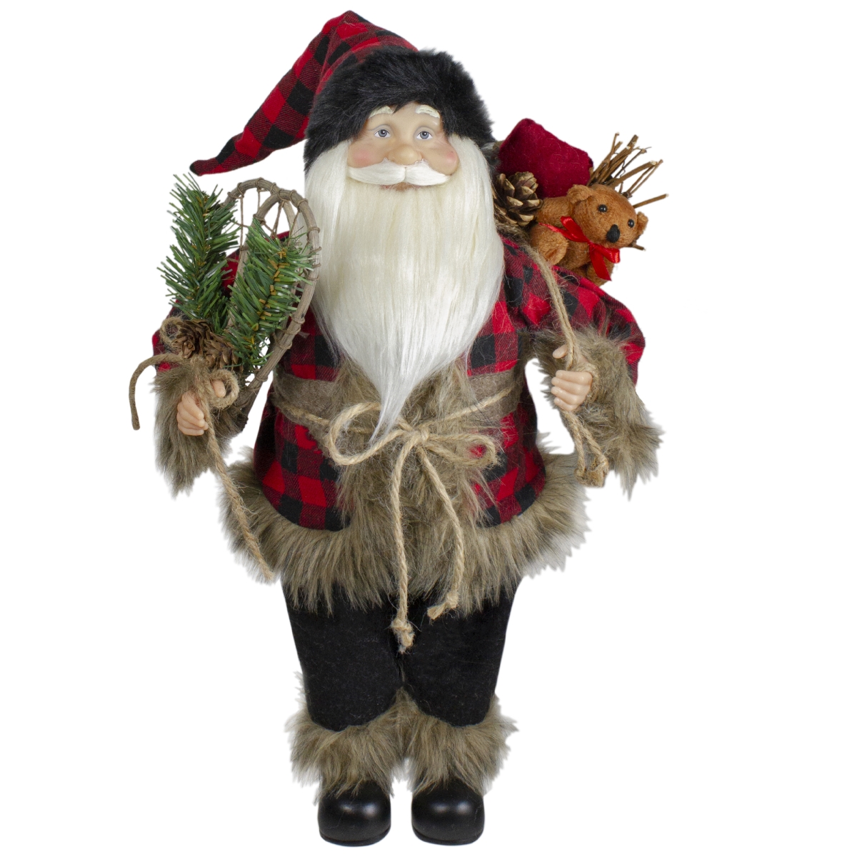 Picture of Northlight 34316598 18 in. Standing Santa Christmas Figure with Snow Shoes & a Bear
