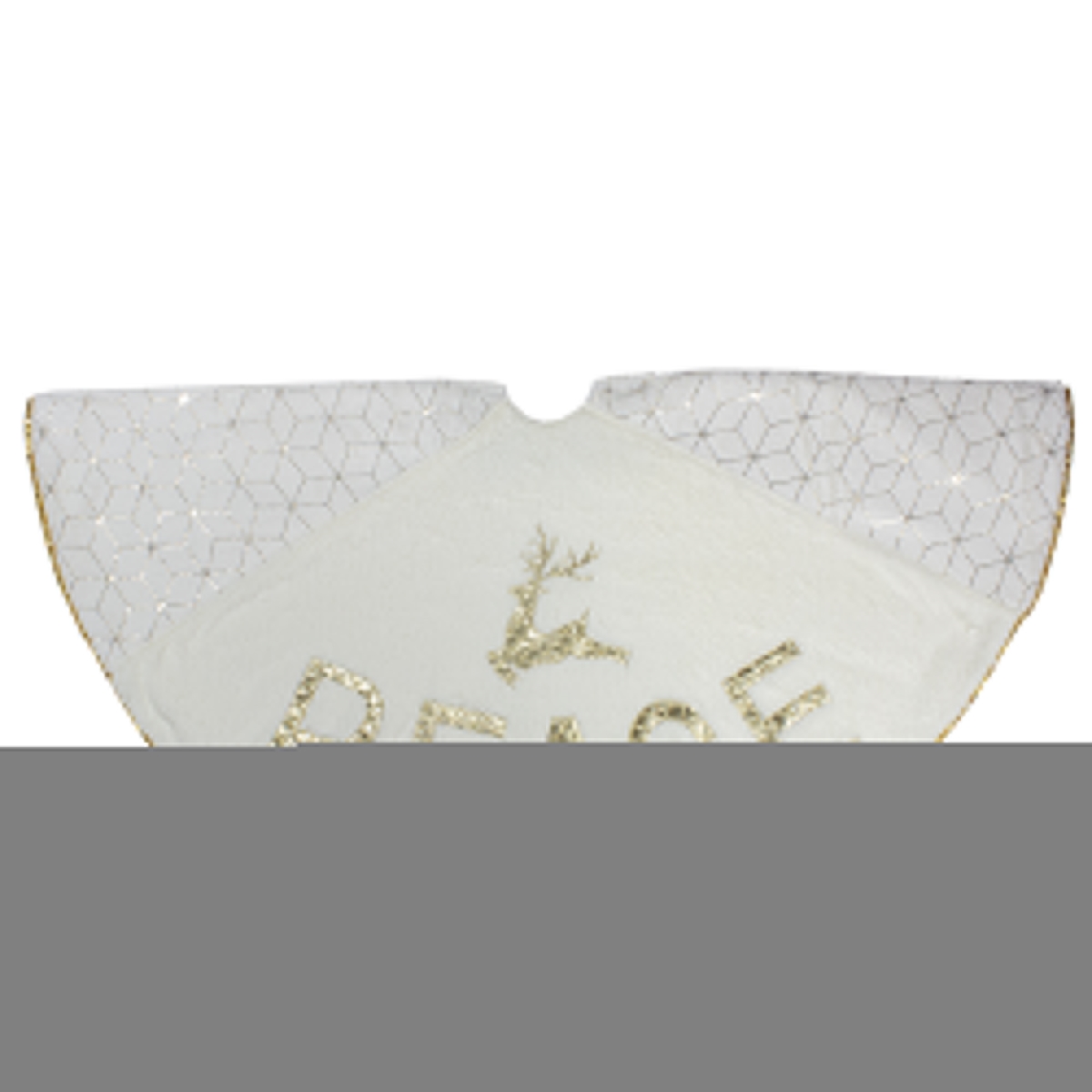 48 in. Peace & Reindeer Christmas Tree Skirt, White & Gold