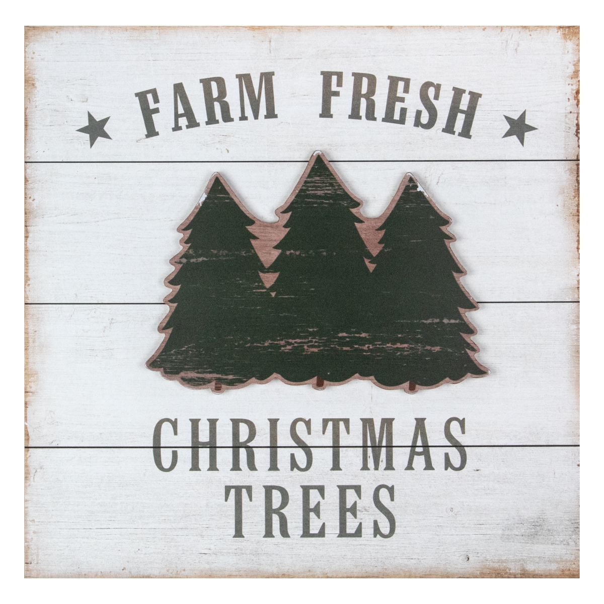 16 in. White Washed Farm Fresh Christmas Trees Wooden Wall Plaque