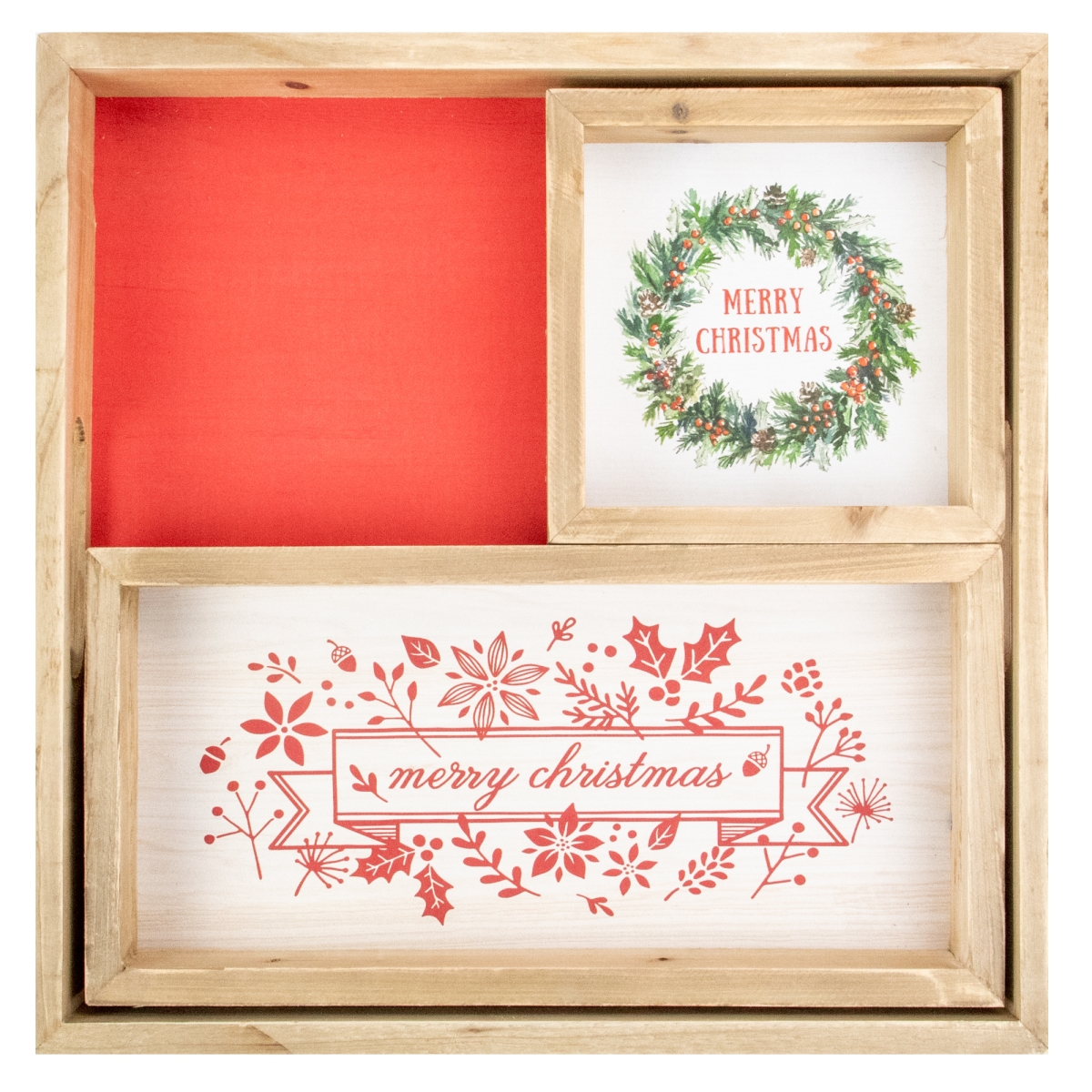 16 in. Merry Christmas Wood Plaques & Serving Tray with Handles Set of 3