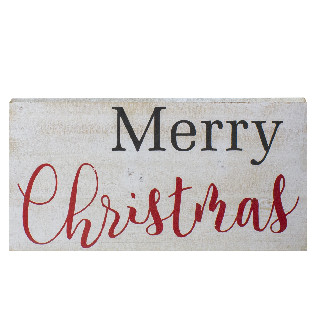 24 in. Distressed White Merry Christmas Wooden Hanging Wall Sign