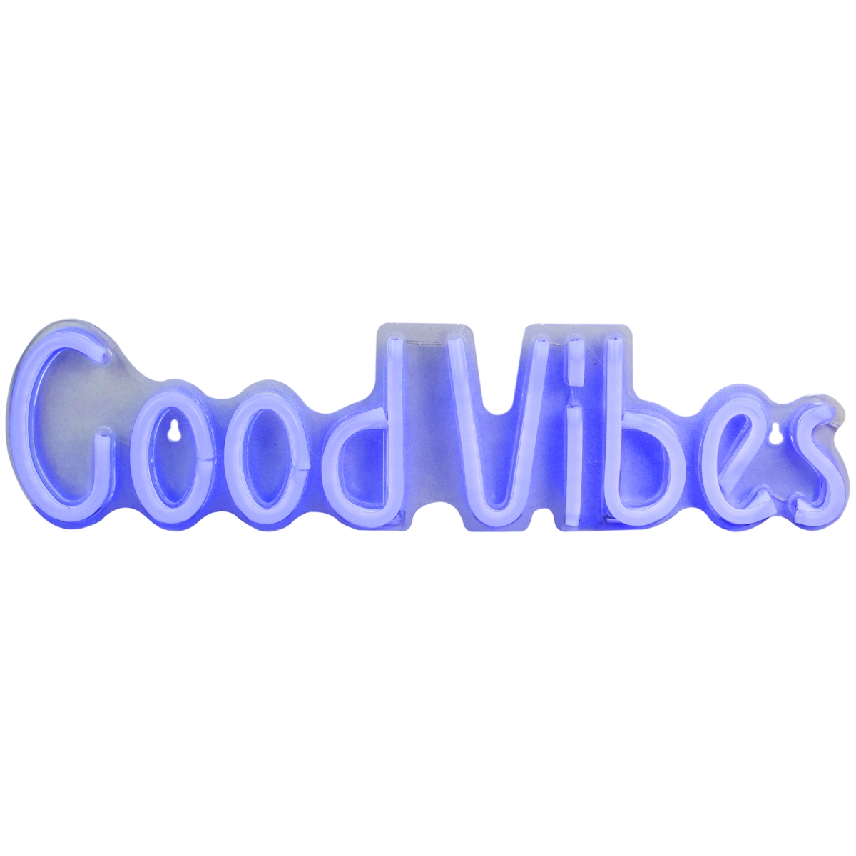 34337565 21 in. Neon Style Good Vibes LED Lighted Wall Sign, Bright Blue