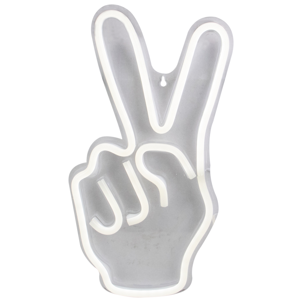 15 in. Neon Style Peace Fingers LED Lighted Wall Sign, Bright White