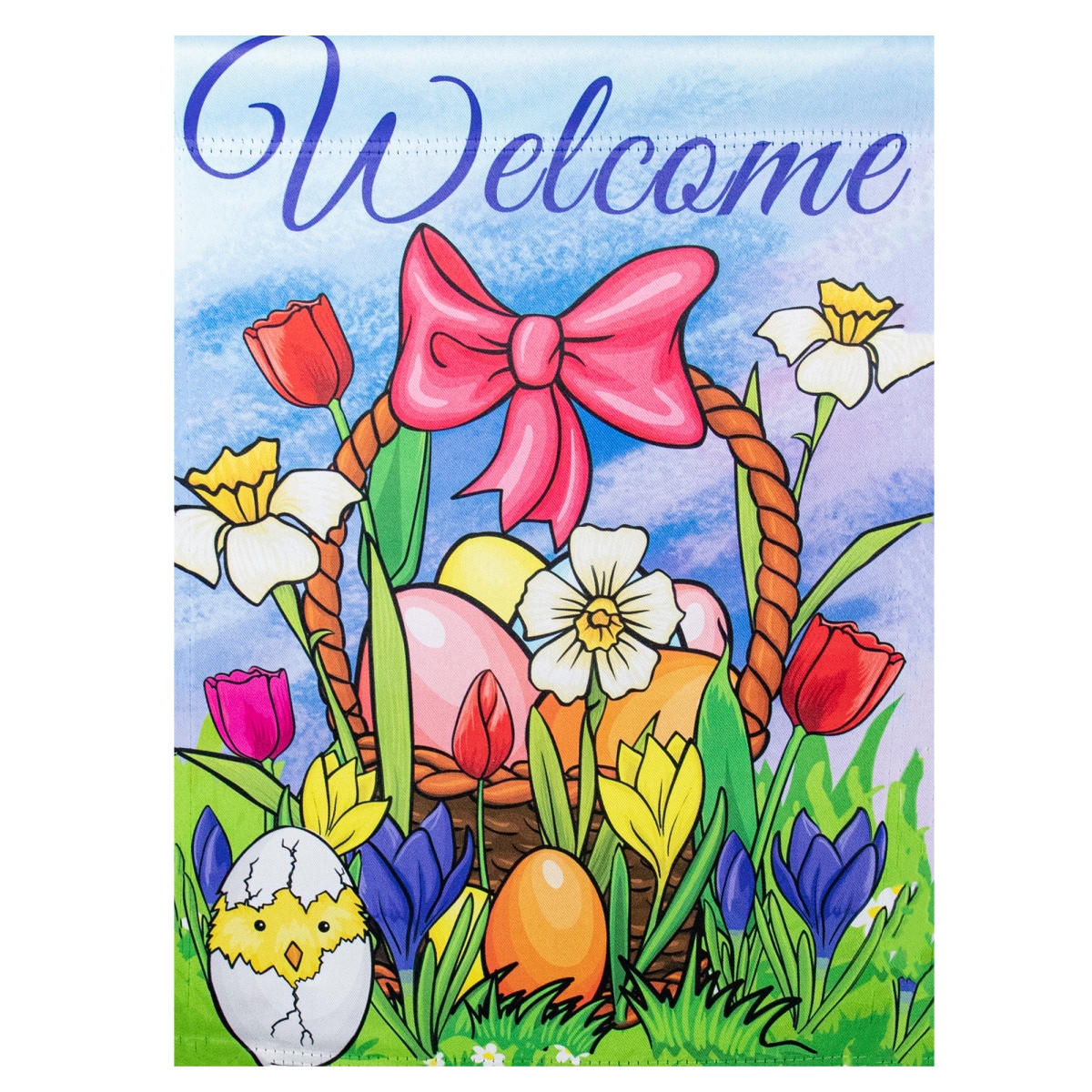 Welcome Easter Basket Outdoor Garden Flag - 12.5 x 18 in.