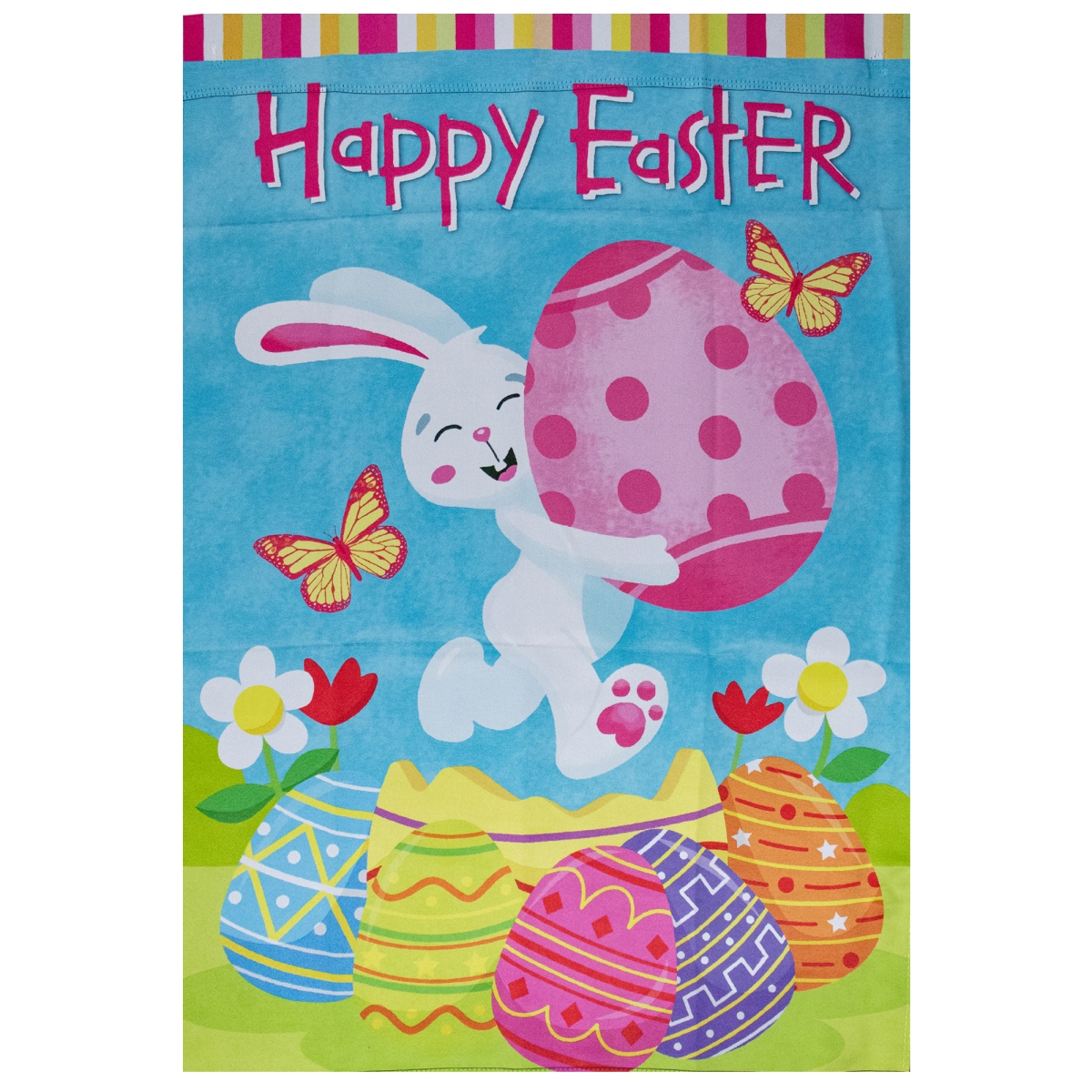 Happy Easter Bunny with Eggs Outdoor House Flag - 28 x 40 in.