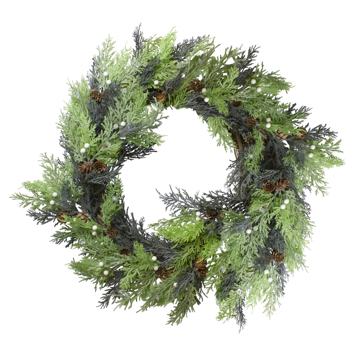 24 in. Berry Cedar & Pine Cone Artificial Christmas Wreath - Unlit