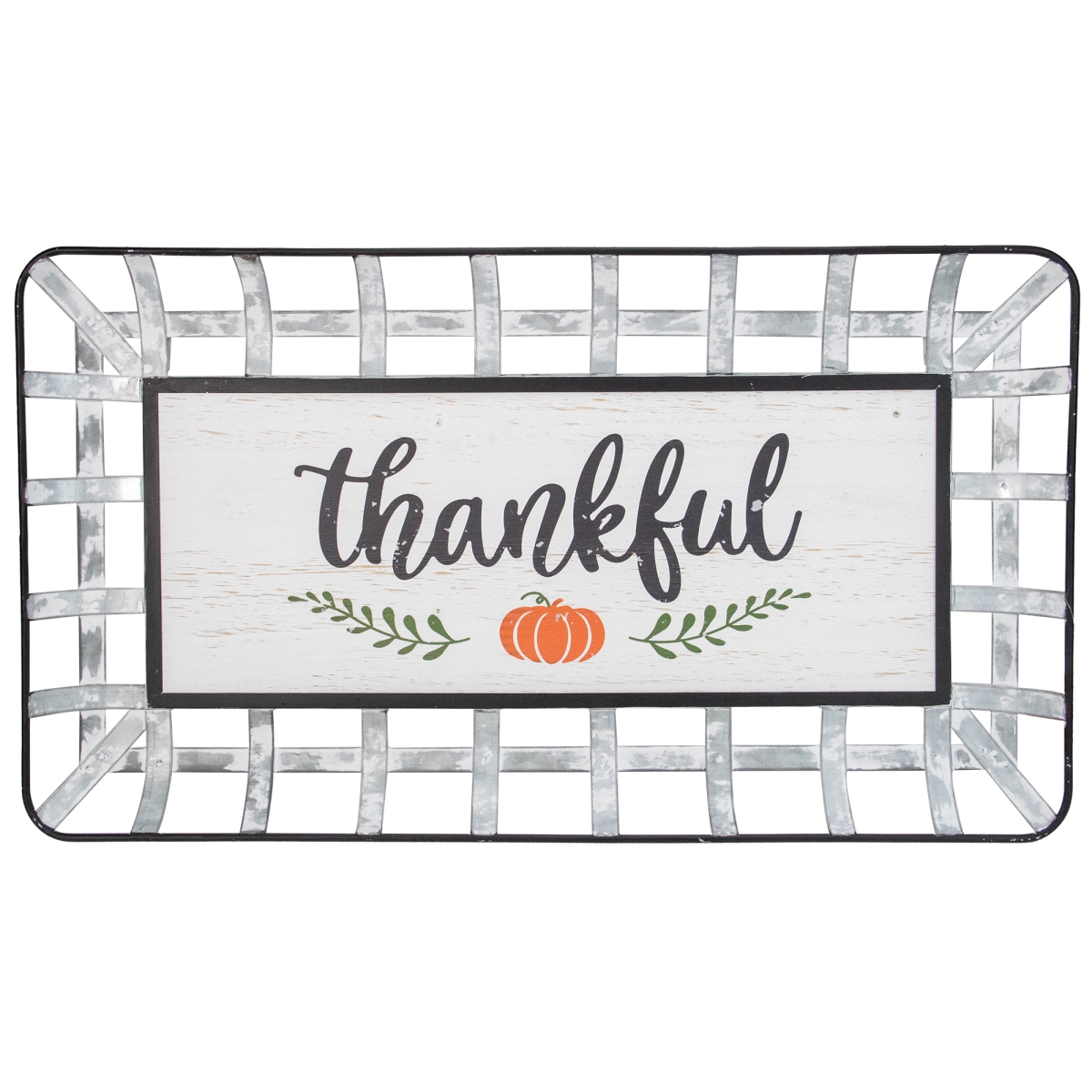 Silver & White with a Pumpkin Thankful Rectangular Fall Wall Decor
