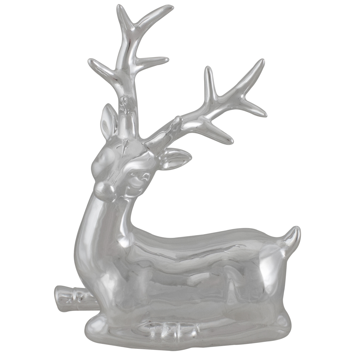 Picture of NorthLight 34315127 10 in. Sitting Reindeer Christmas Tabletop Decor, Metallic Silver