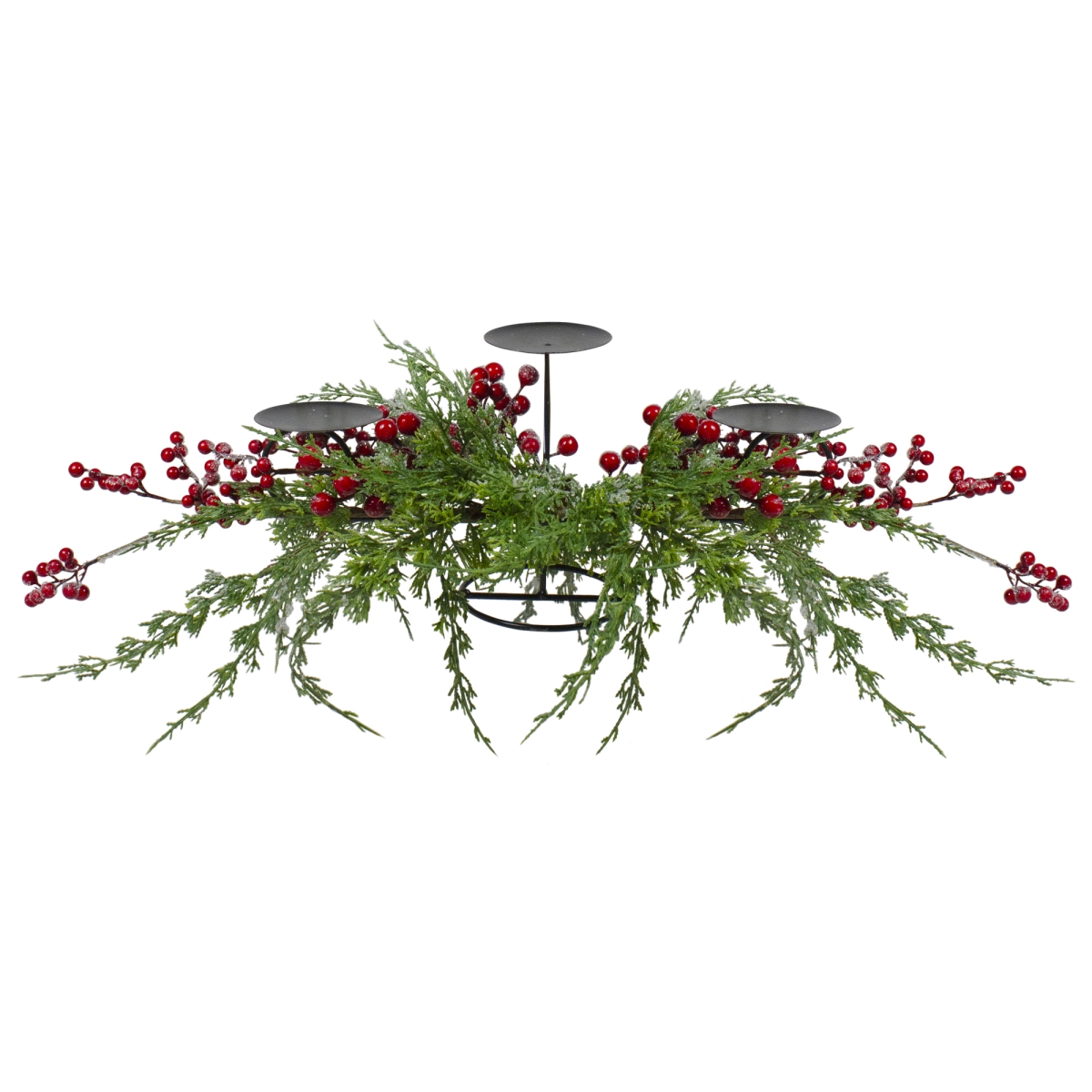 Picture of NorthLight 34316651 32 in. Berry Candle Holder Christmas Tabletop Decor, Frosted Red