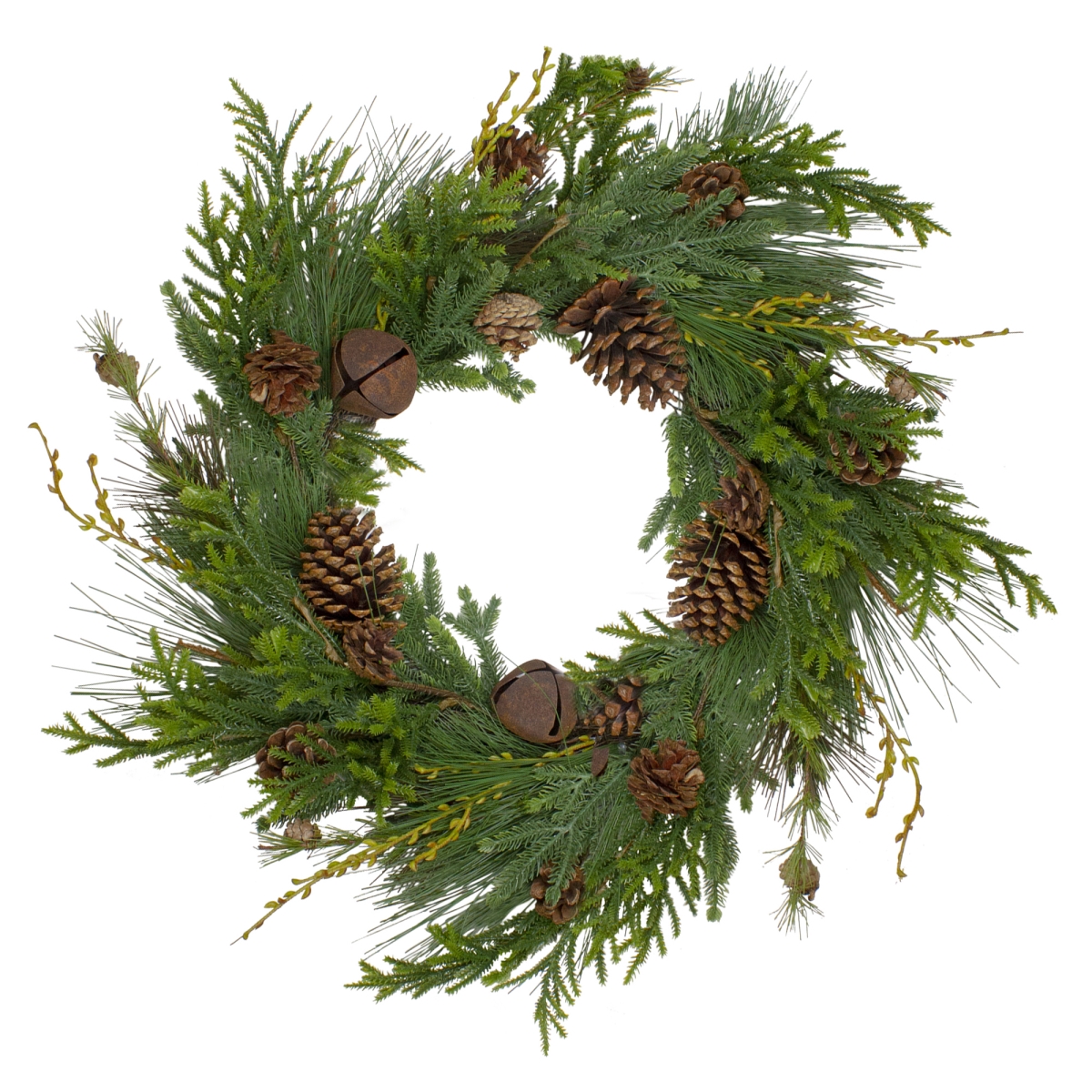 30 in. Rustic Artificial Christmas Pinecone Wreath, Green & Brown - Unlit