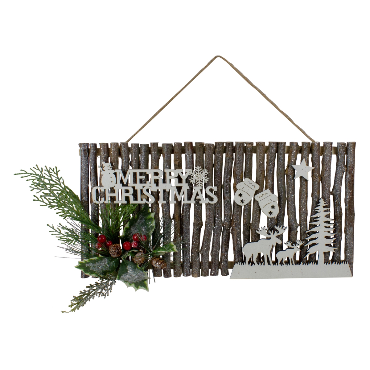 16 in. Rustic Wooden Merry Christmas Sign Wall Decor