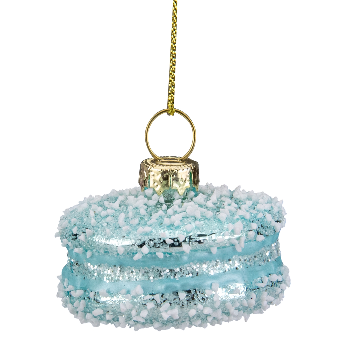 2 in. Macaron with Sugar Accents Glass Christmas Ornament, Blue