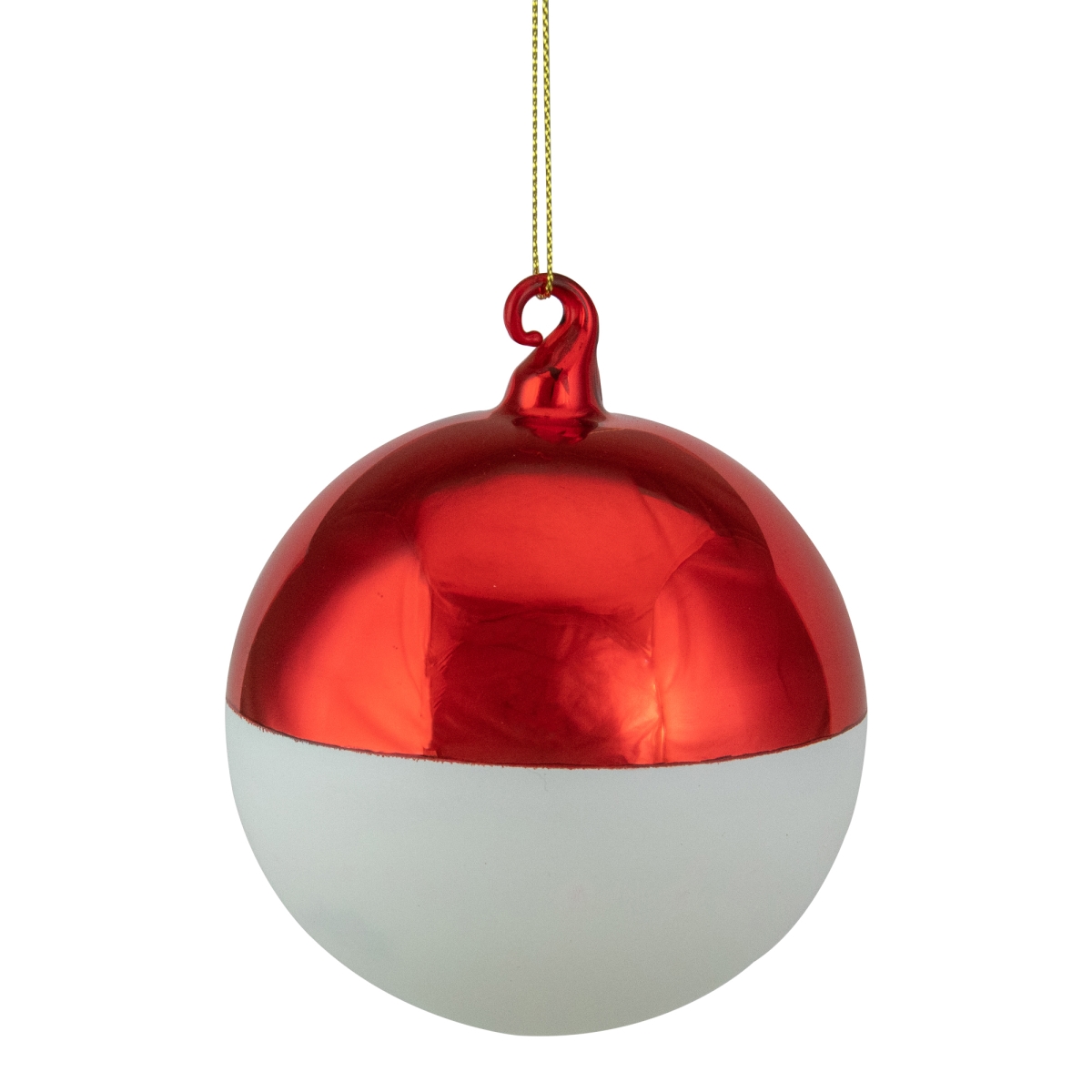 3.5 in. Shiny Glass Christmas Ornament, Red & Matte White