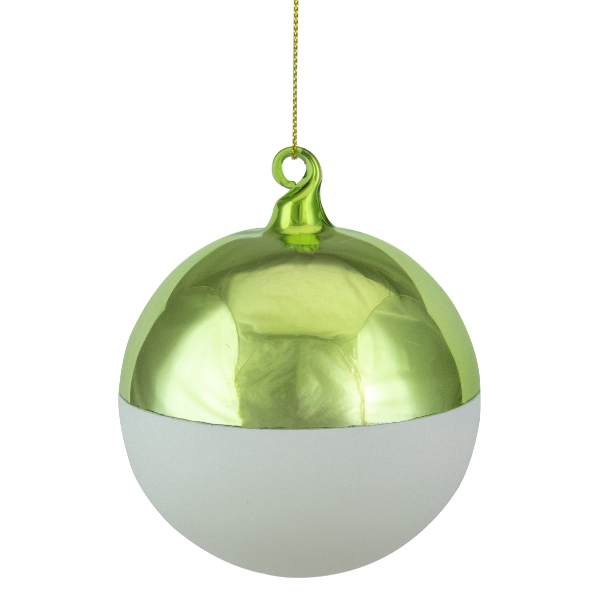 3.5 in. Shiny Glass Christmas Ornament, Lime Green & Matte White