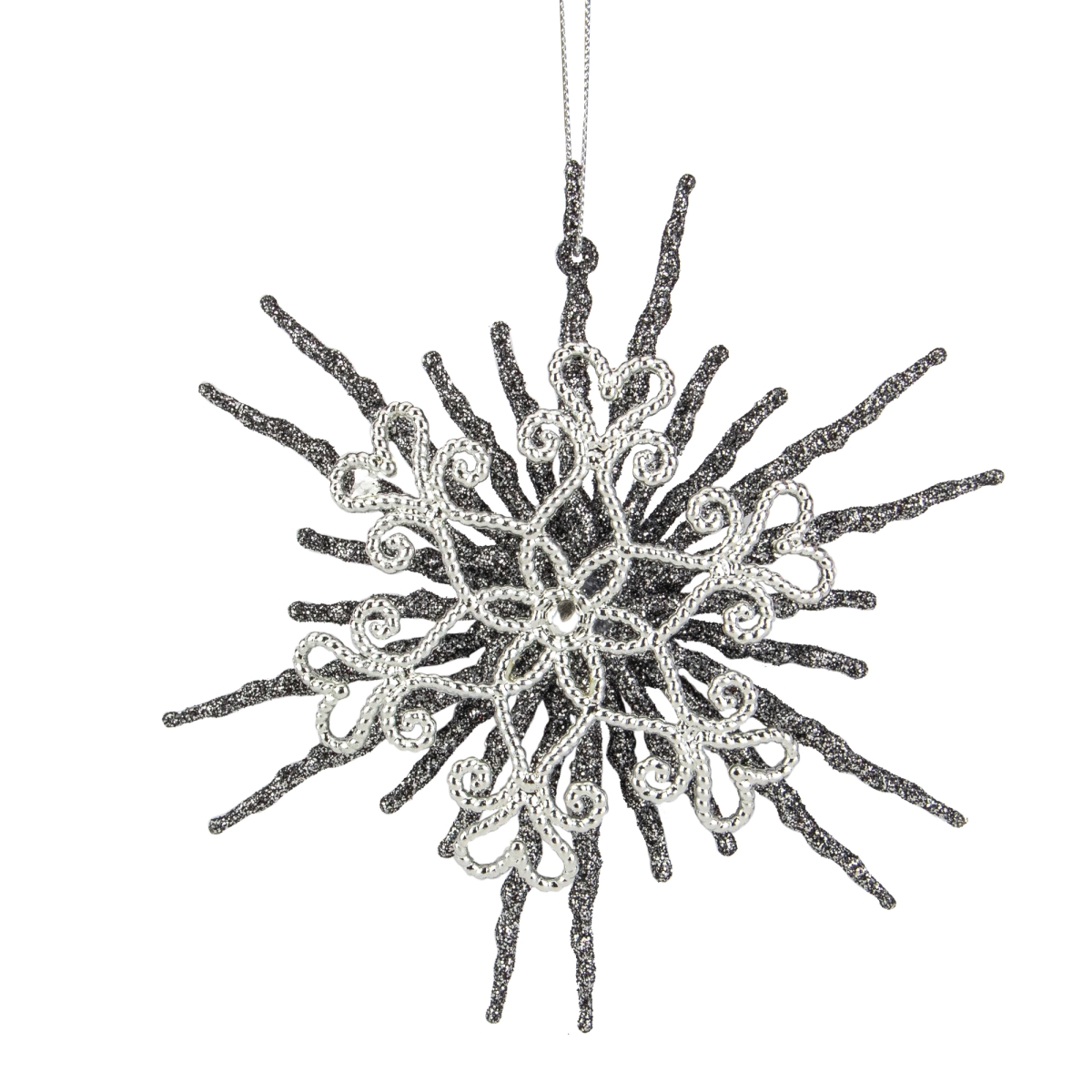 5.75 in. Rustic Glitter Snowflake Christmas Ornament