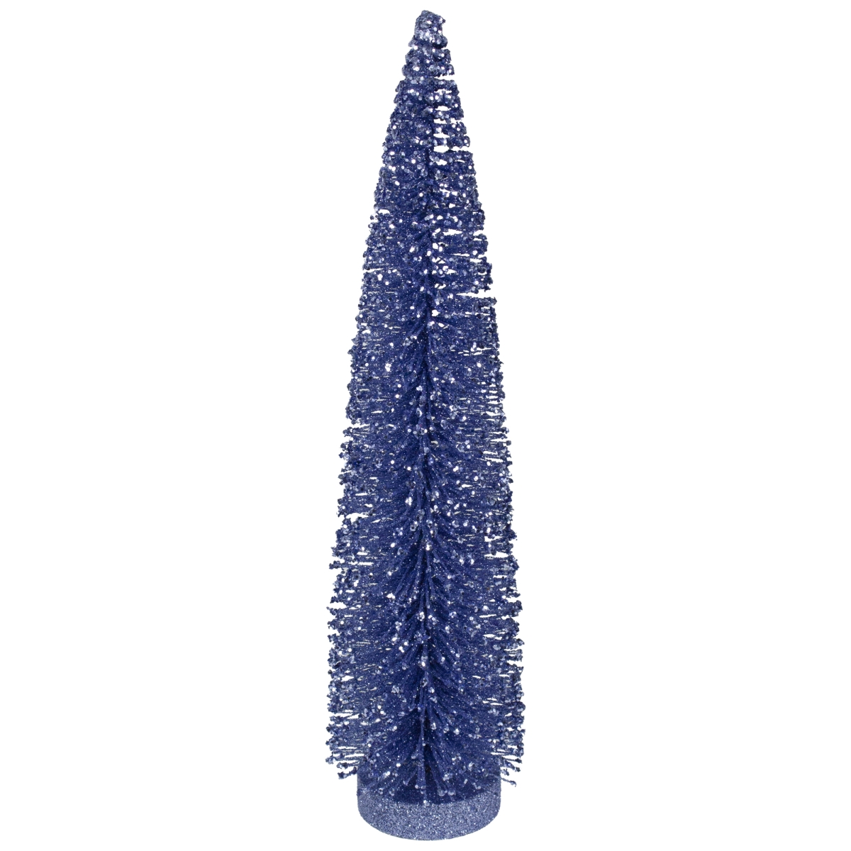 12 in. Glitter Plastic Sisal Christmas Tree Tabletop Decor, Blue