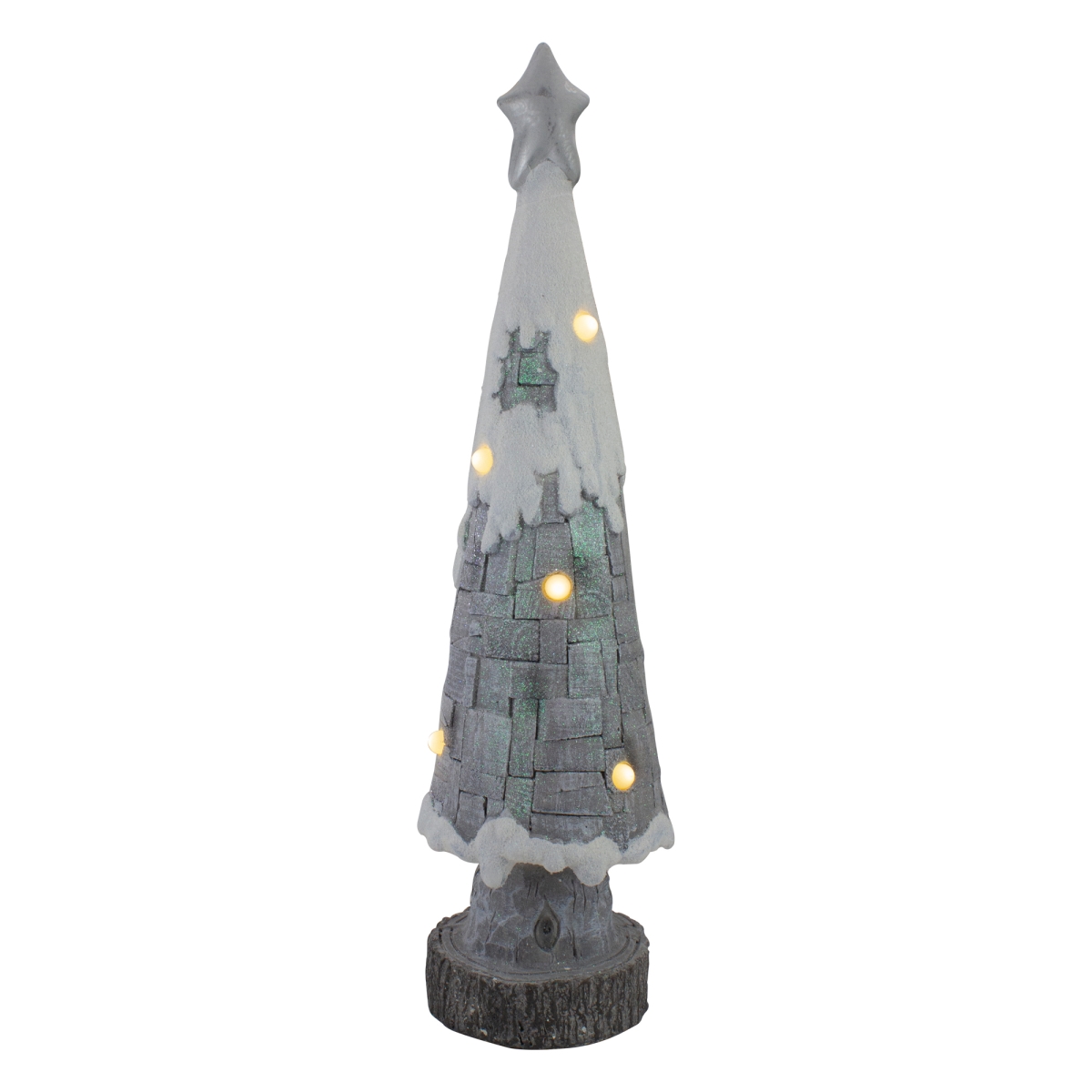 34168732 29 in. LED Lighted Tabletop Christmas Tree, Gray & White