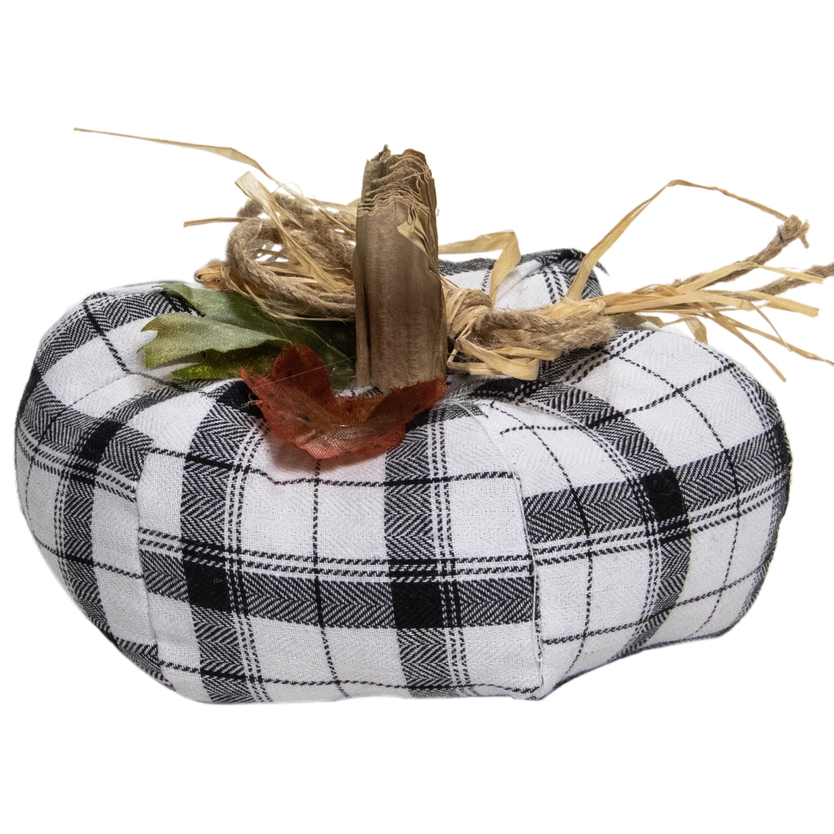 14 in. Fabric Fall Harvest Tabletop Pumpkin, Black & White