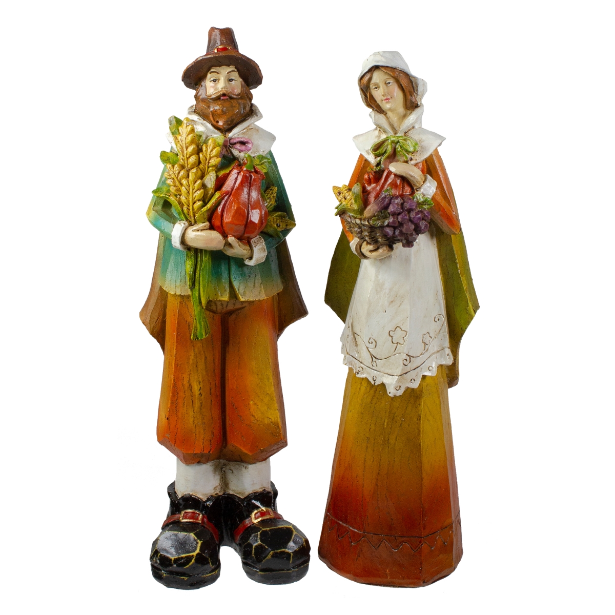 Picture of NorthLight 34338773 Male & Female Pilgrim Wooden Thanksgiving Figurines - Set of 2