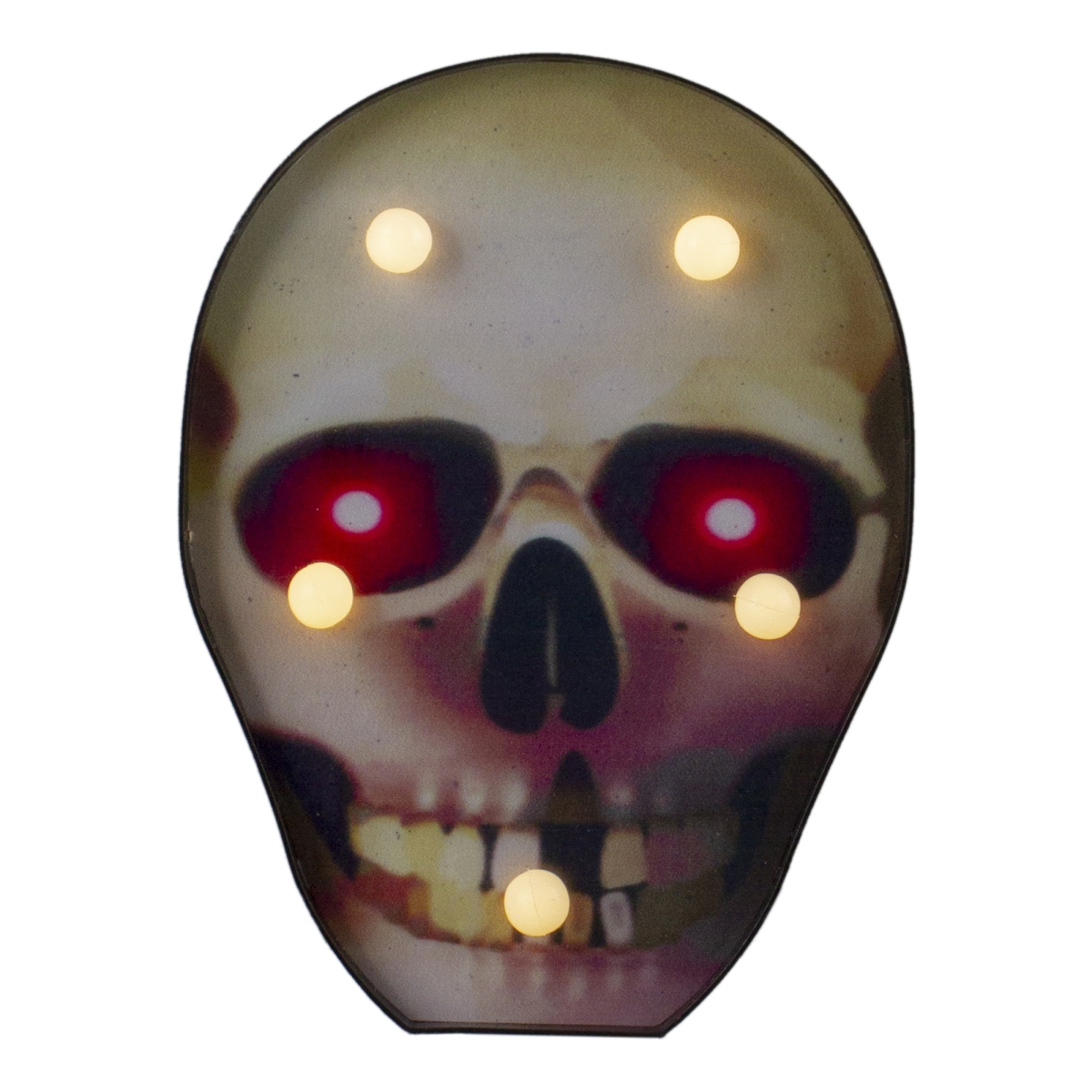 7 x 5 x 1 in. Skull Halloween Decoration, Lighted Black & Red
