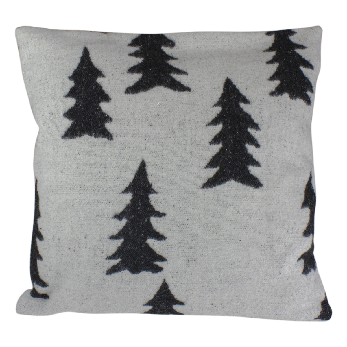 18 in. Forest Trees Knit Christmas Throw Pillow, White & Black