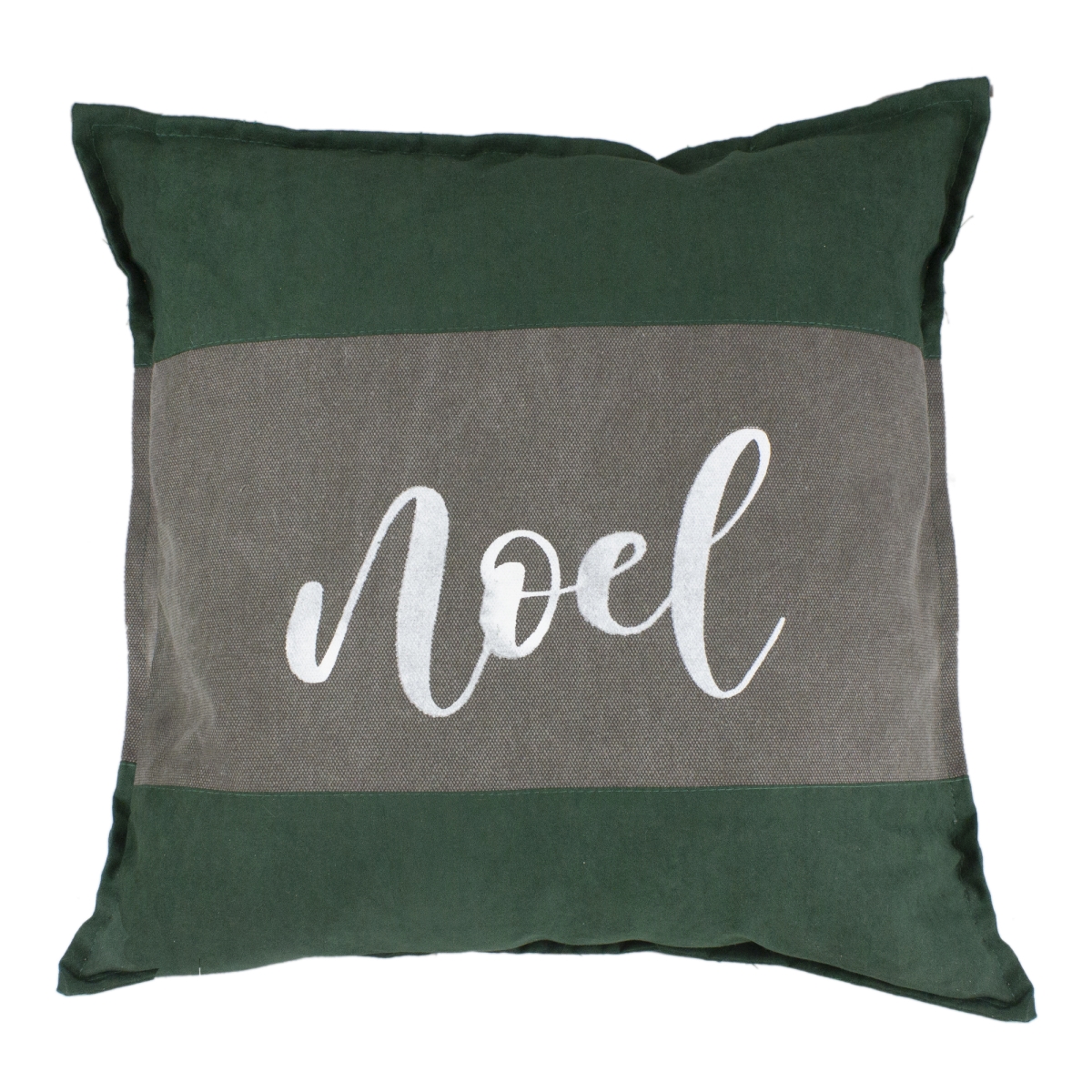 18 in. Suede in. Noel in. Christmas Throw Pillow, Green & Brown