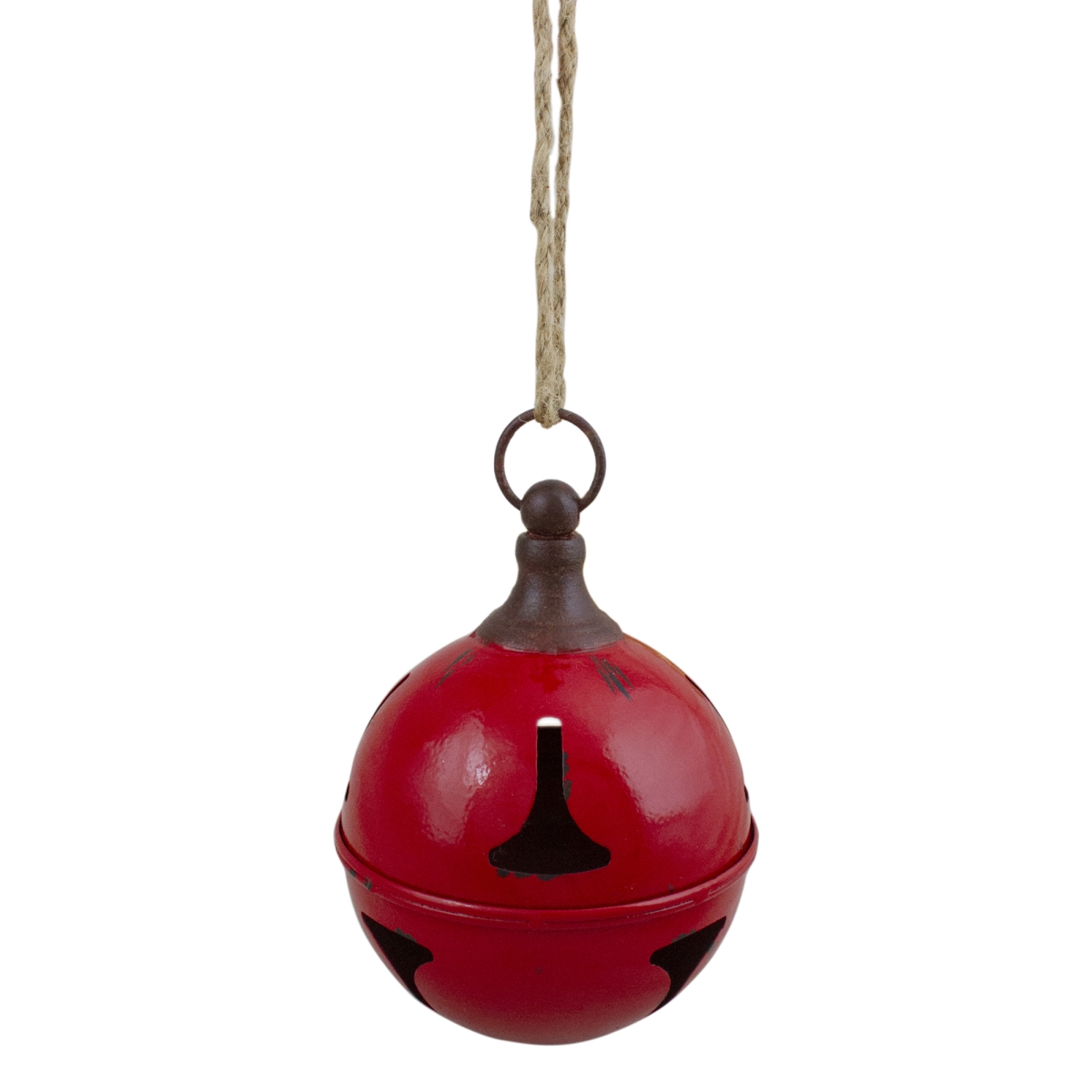 7 in. Metal Jingle Bell Hanging Christmas Decoration, Red