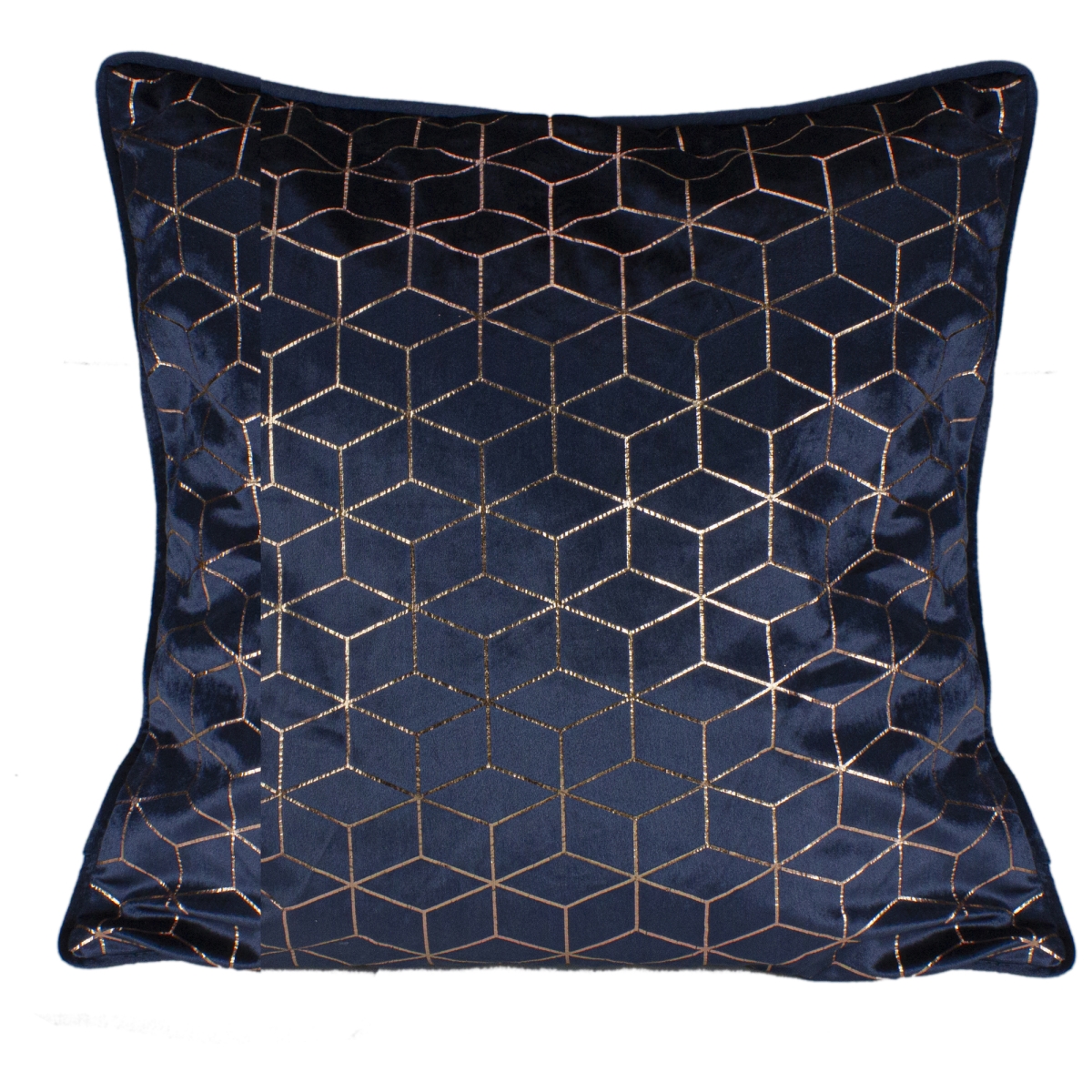 19 in. Velvet Cushion with a Geometric Design, Blue & Gold