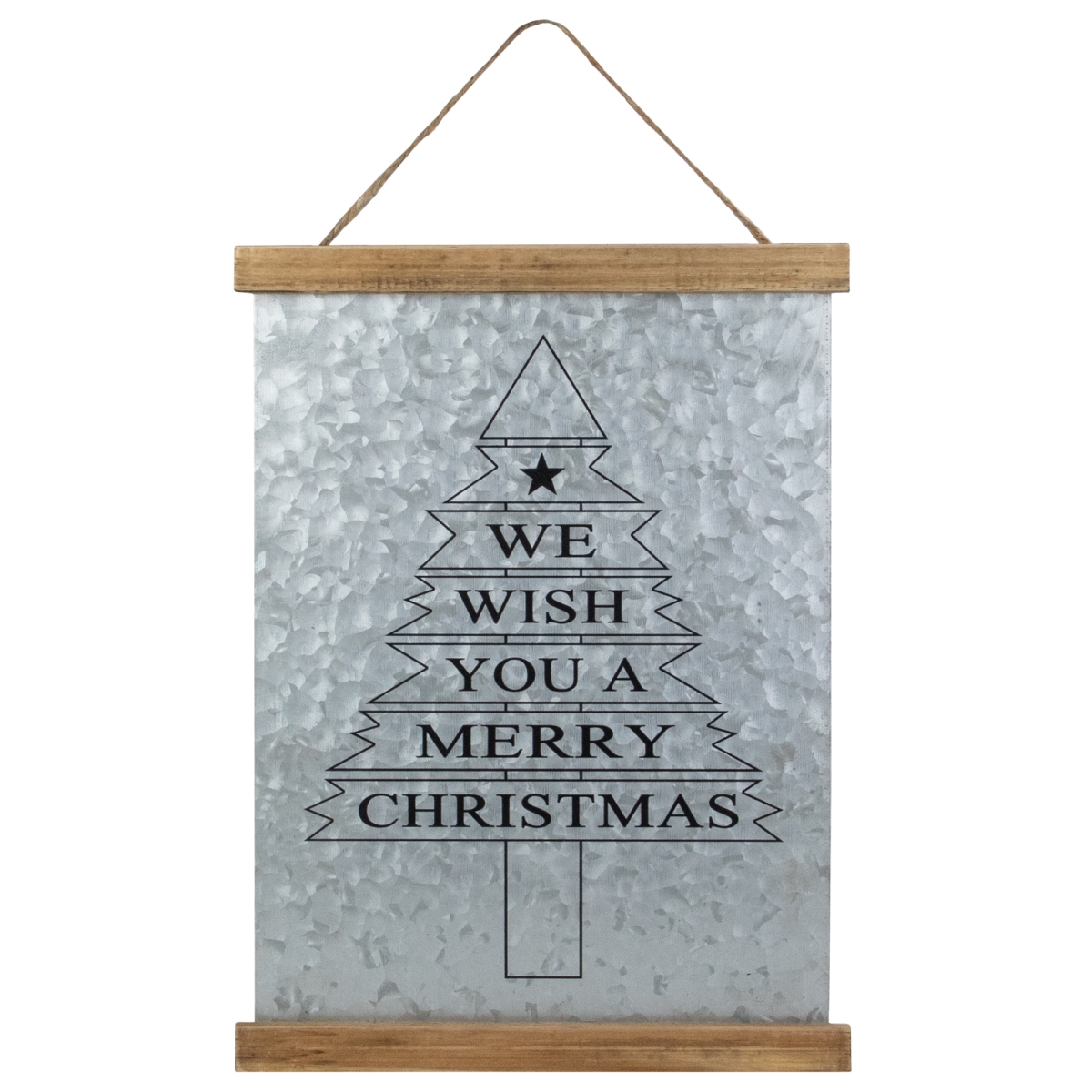16 in. We Wish You a Merry Christmas Galvanized Sheet Metal Hanging Wall Sign