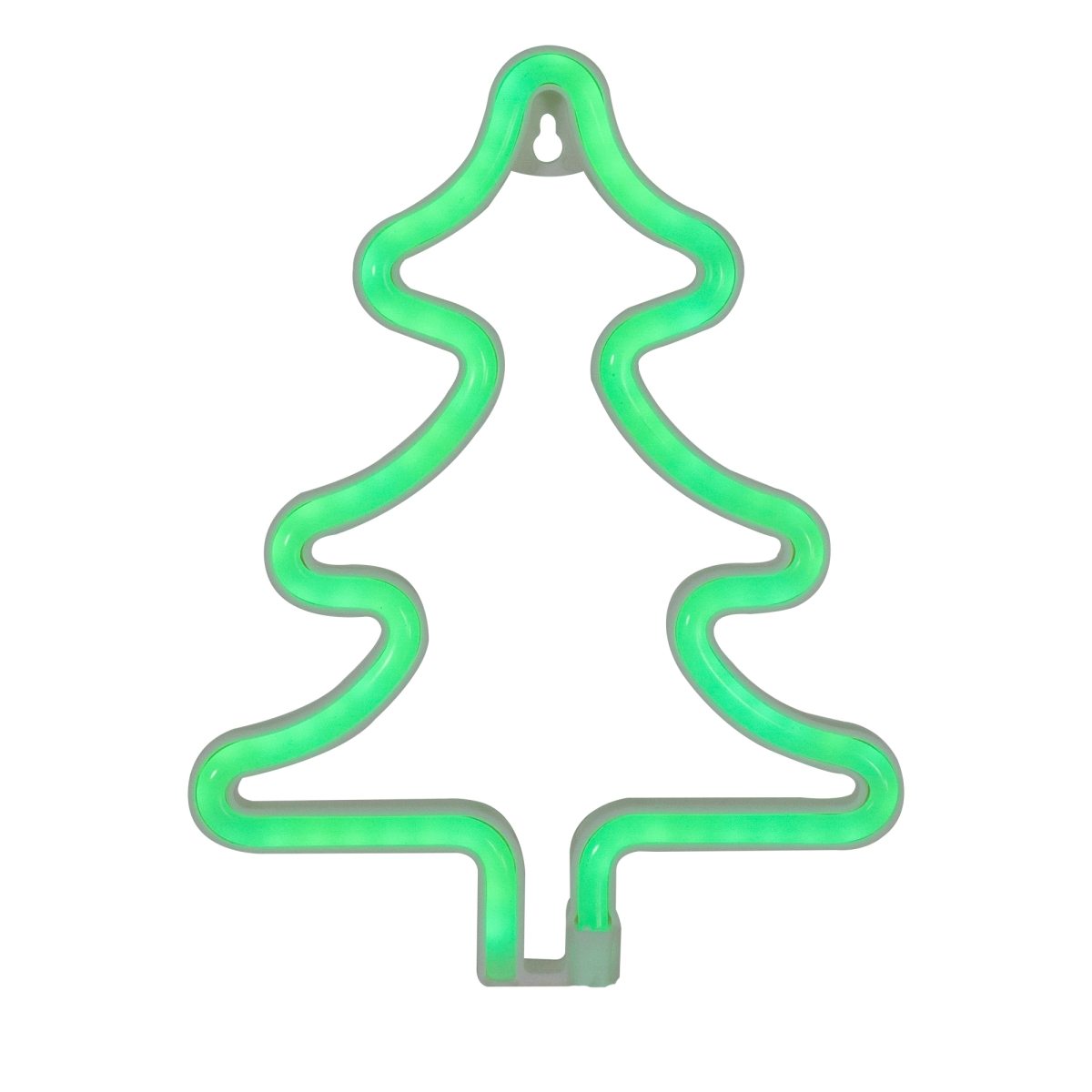 9.5 in. LED Lighted Neon Style Christmas Tree Window Silhouette Sign, Green