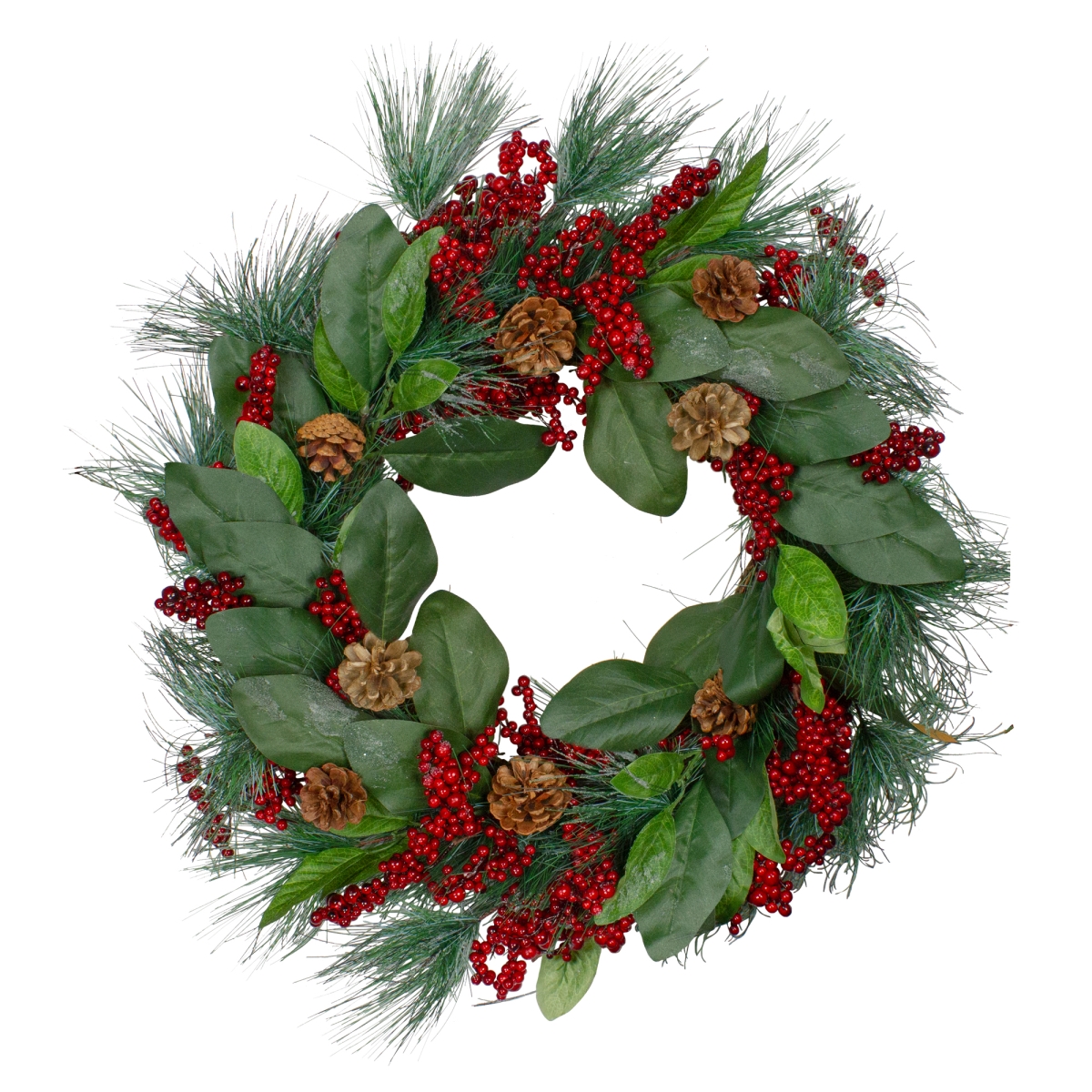 24 in. dia. Leaves Berry & Pine Needle Artificial Christmas Wreath
