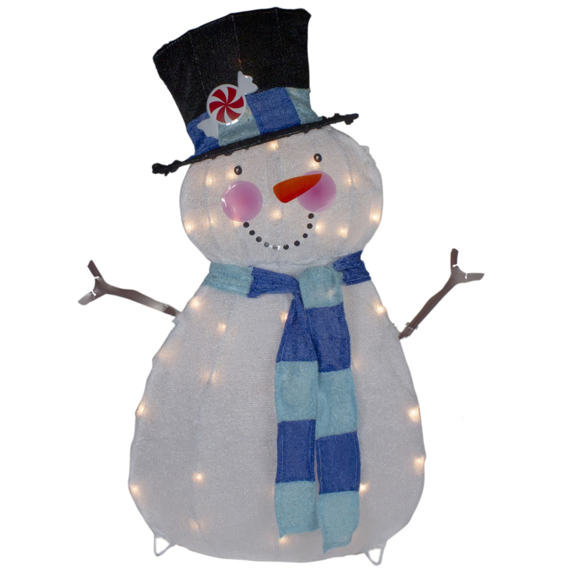 34305170 31 x 17 in. Lighted Snowman Outdoor Christmas Decoration, White & Blue - Chenille -  NorthLight