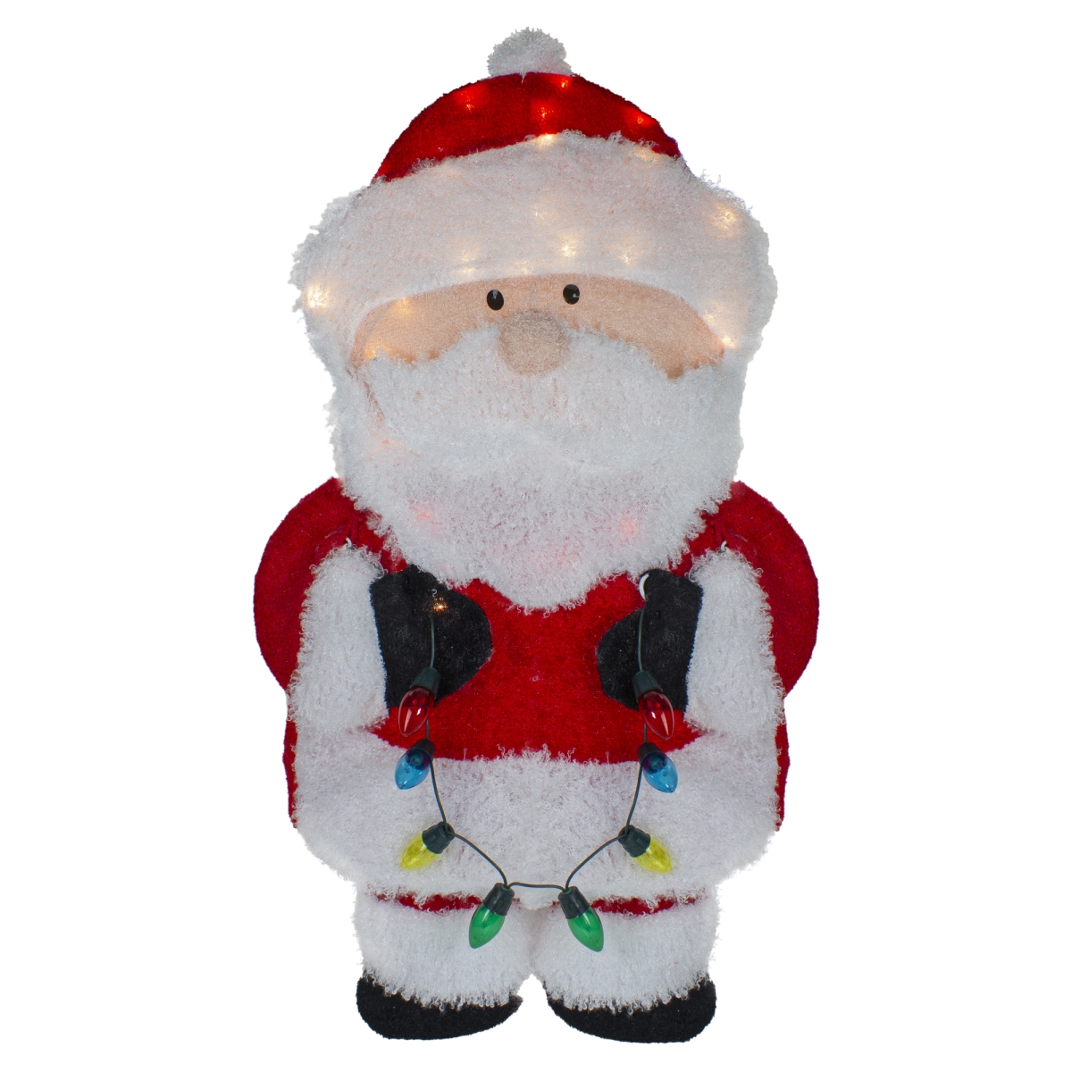 34305174 32 x 16 x 3 in. Lighted Chenille Santa with Lights Outdoor Christmas Decoration -  NorthLight