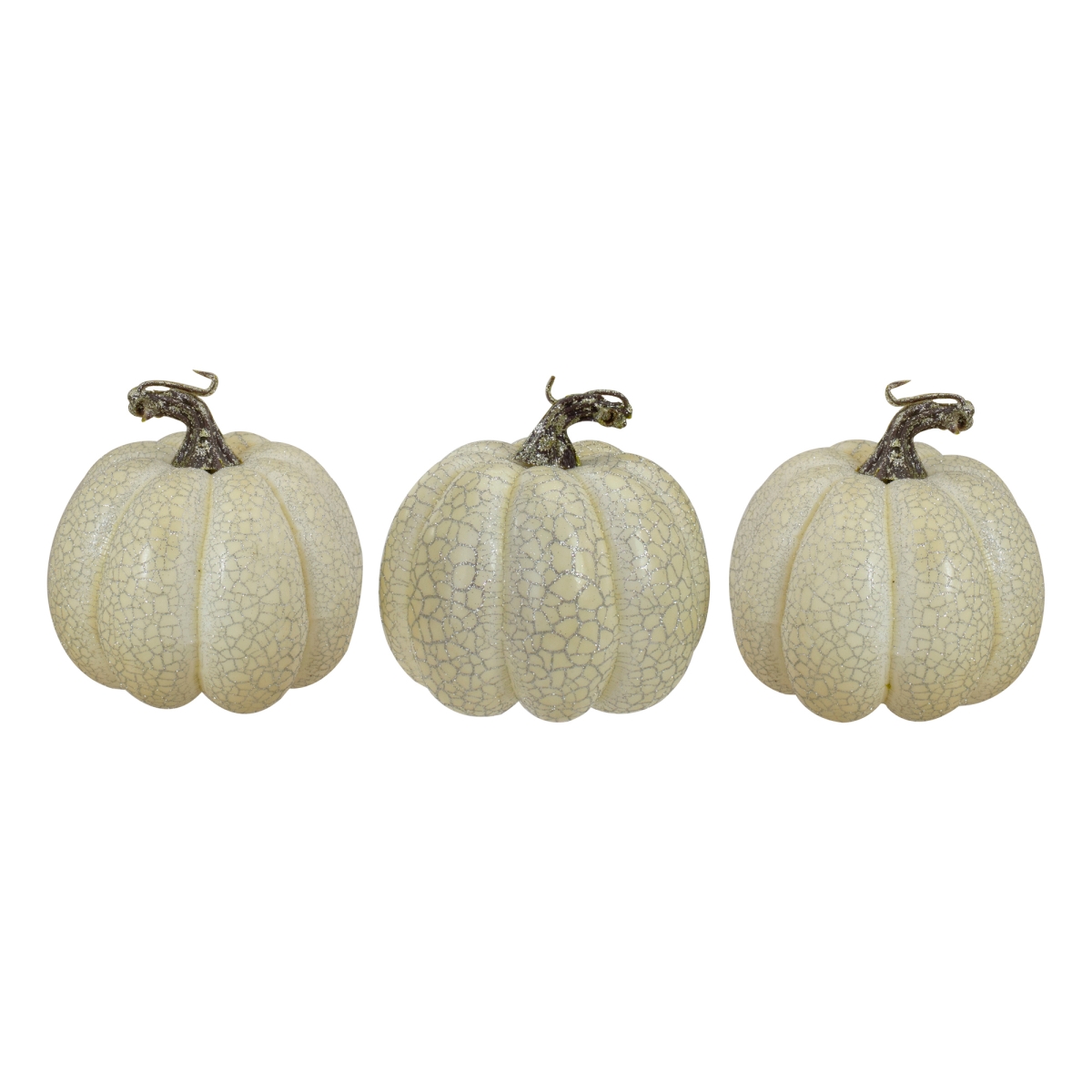 3.75 x 4 in. Artificial Fall Harvest Pumpkins, White - Set of 3