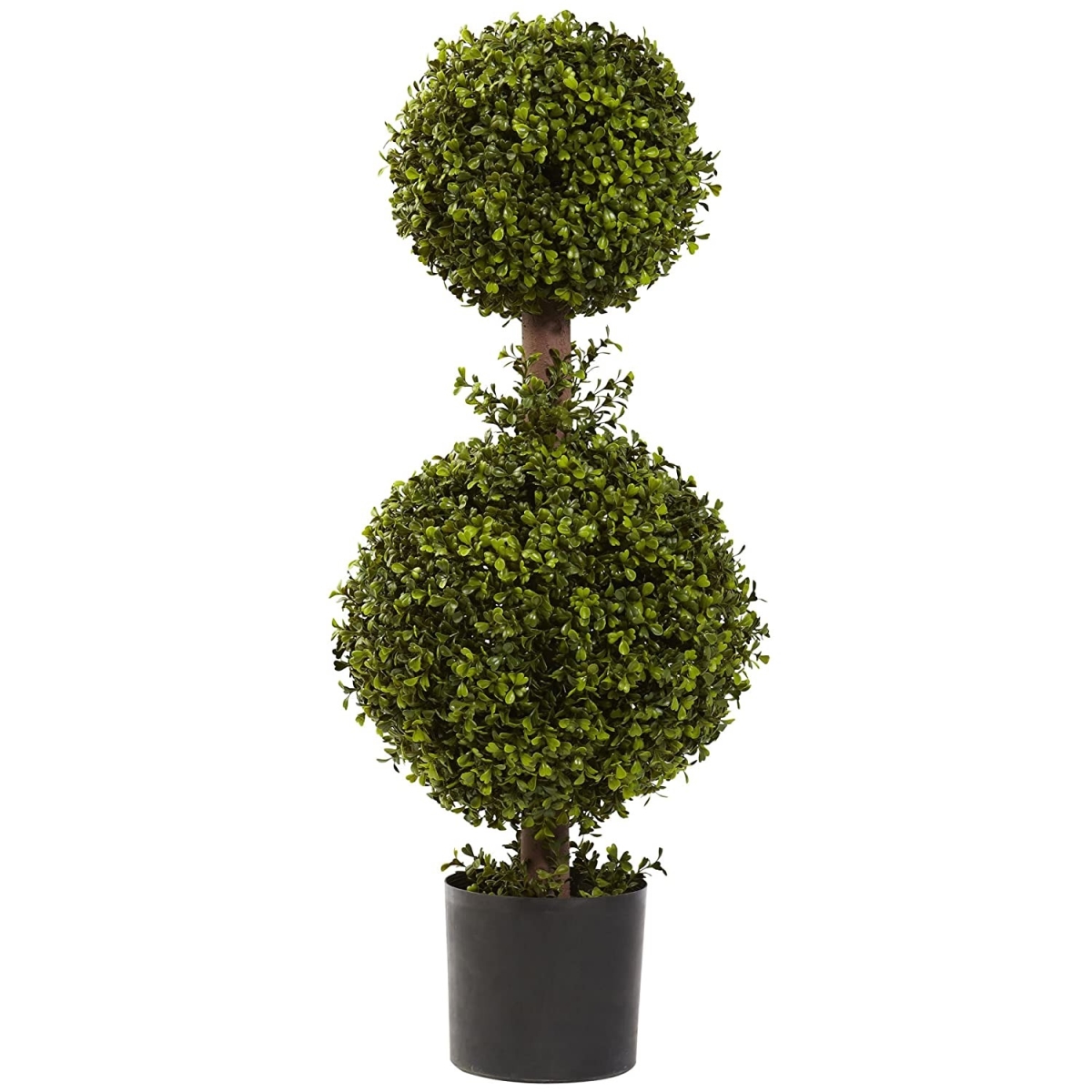 34219749 36 in. Green Double Sphere Artificial Boxwood Topiary Potted Plant