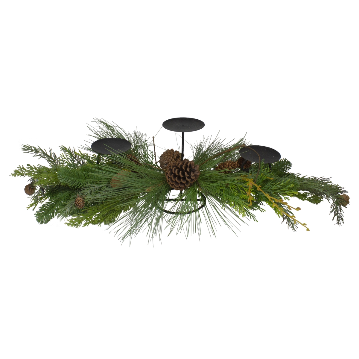 Picture of Northlight 34315243 32 in. Brown & Green Artificial Pine Cone & Pine Needle Christmas Candle Holder