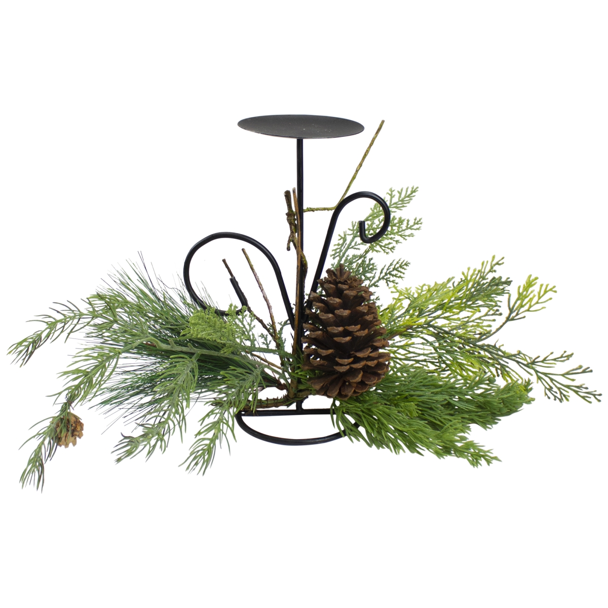 Picture of Northlight 34315244 10 in. Green Artificial Sprigs & Pine Cone Christmas Candle Holder