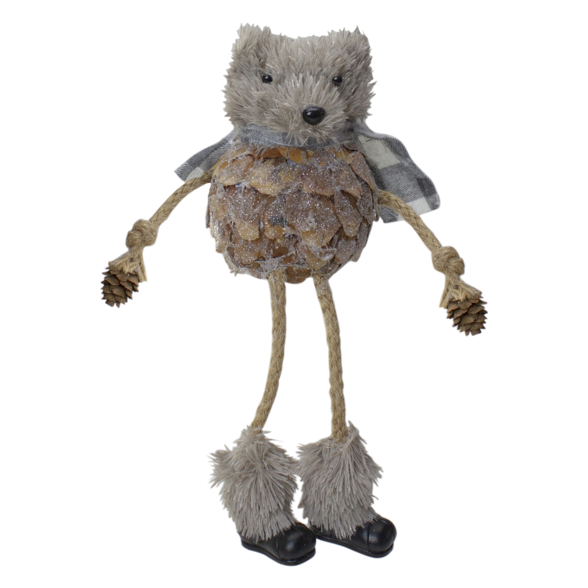 5.5 in. Glittered Brown Fuzzy Bear Christmas Tabletop Decor
