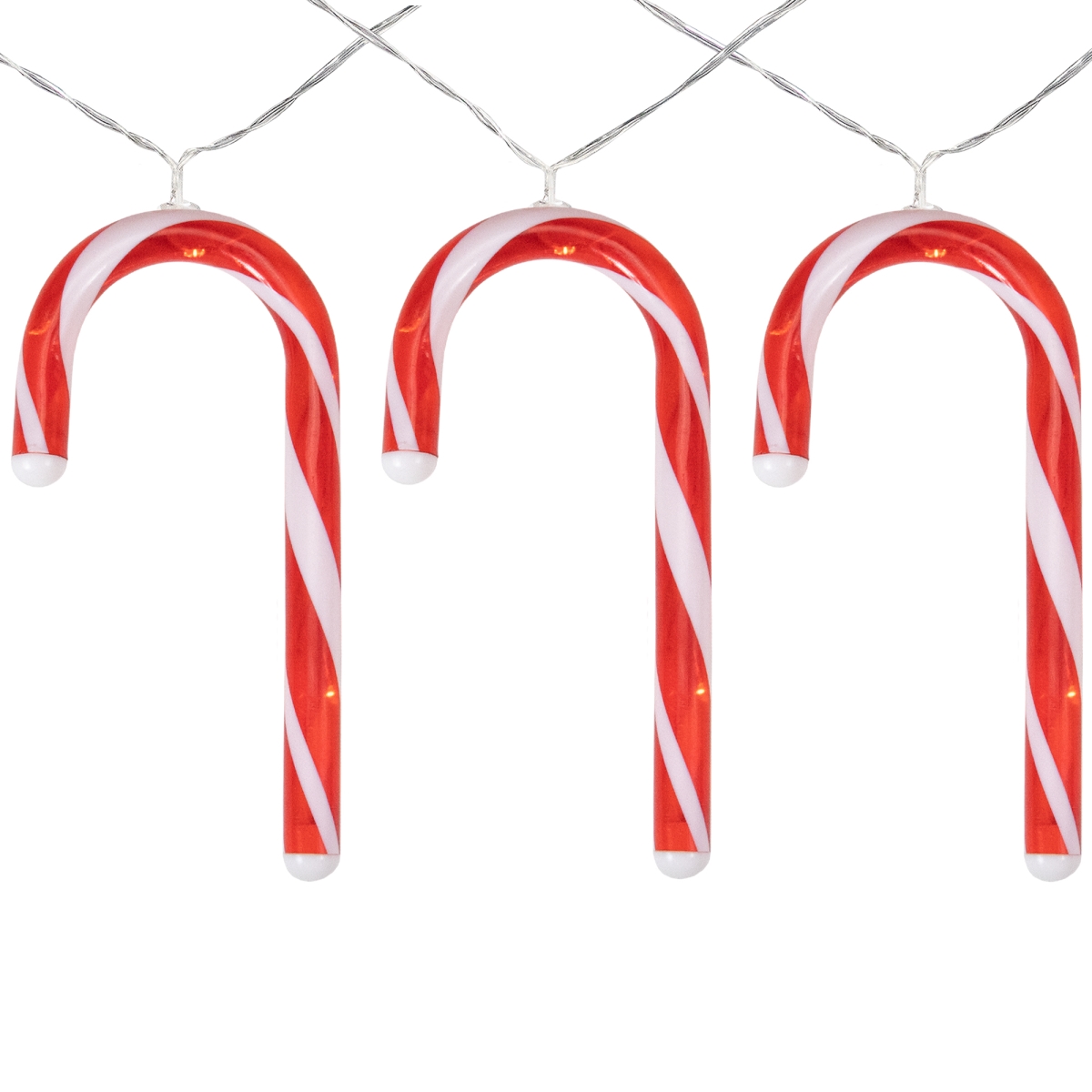 34318896 3 ft. Clear Wire Battery Operated LED Warm White Candy Cane Christmas Light - Set of 7