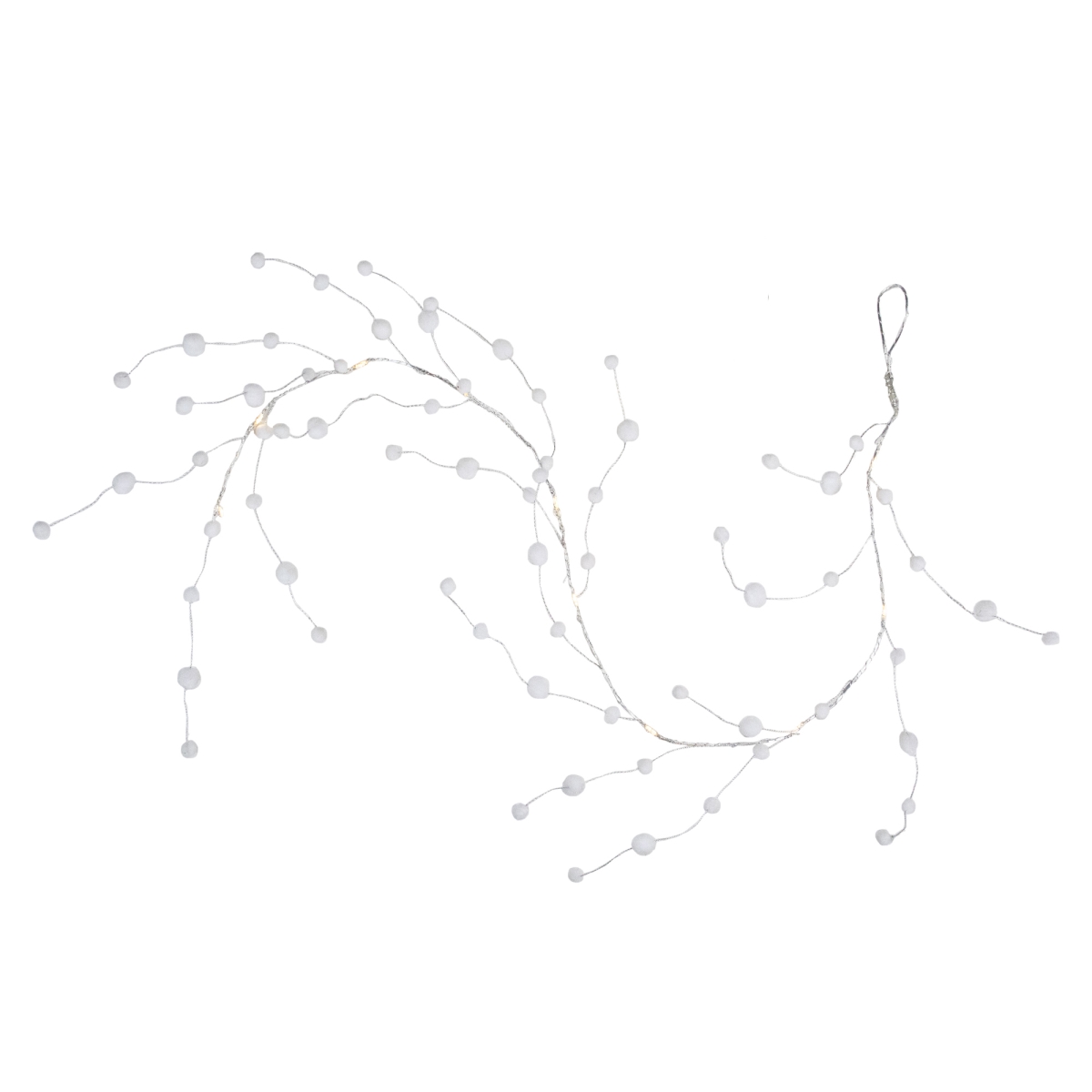 34318898 3.25 ft. Clear Wire Battery Operated LED Warm White Pom Pom Garland Christmas Light - Set of 10