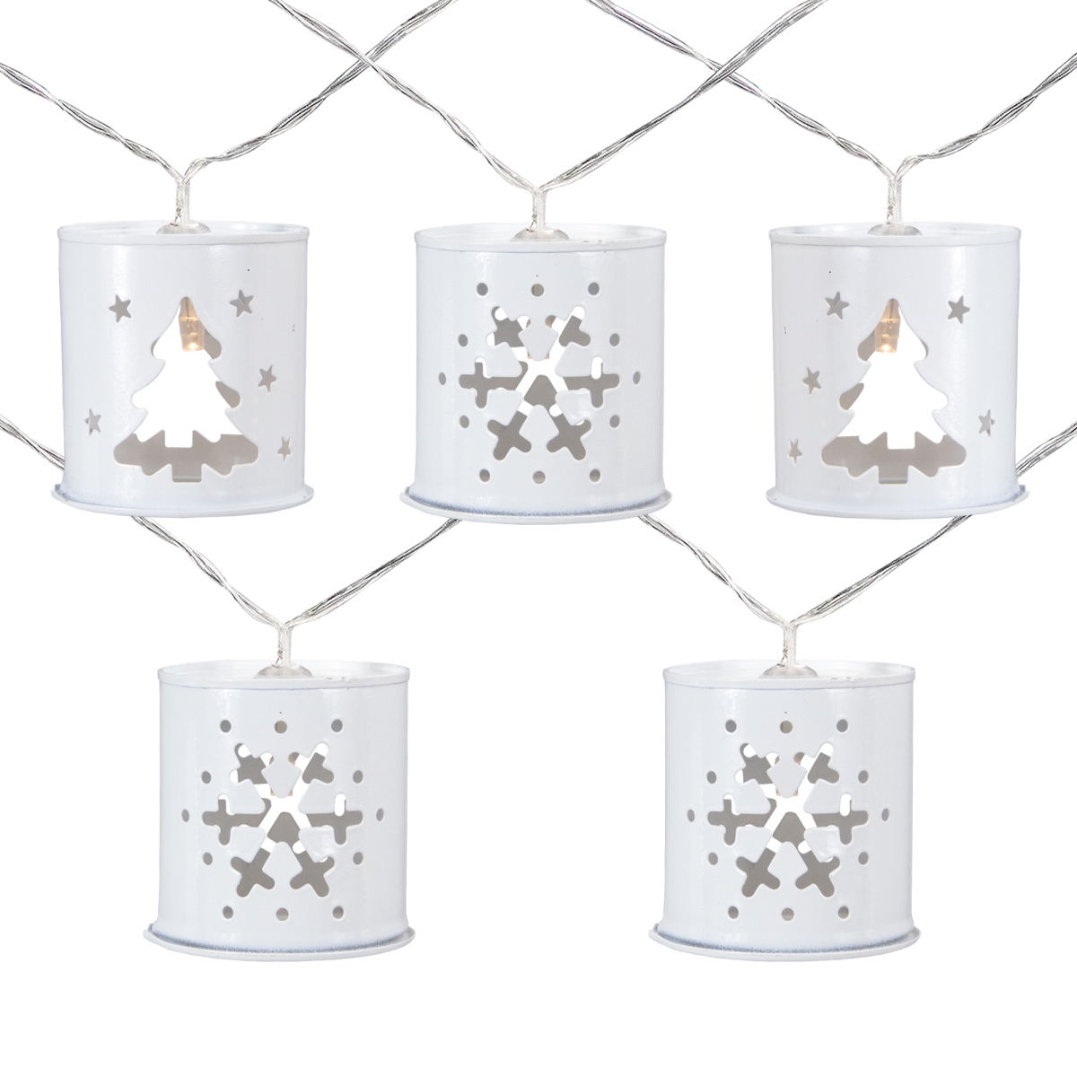 34318909 6.25 ft. Clear Wire Battery Operated LED Warm White Metal Lantern Christmas Light - Set of 10