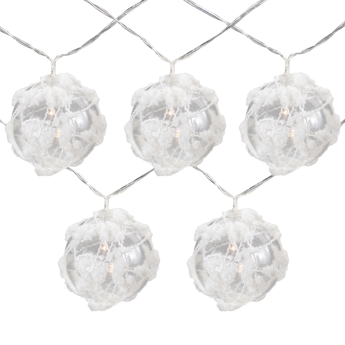 4.75 ft. Clear Wire Battery Operated LED Warm White Clear Round Ball Christmas Light - Set of 10