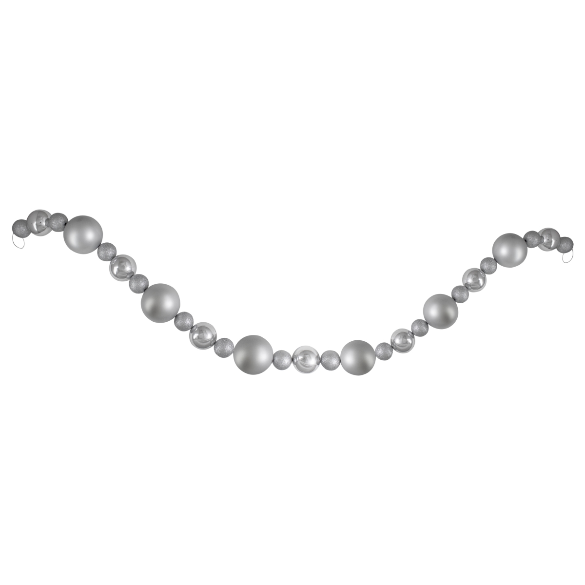 6 ft. Unlit Silver Splendor Shatterproof Ball Artificial Christmas Garland
