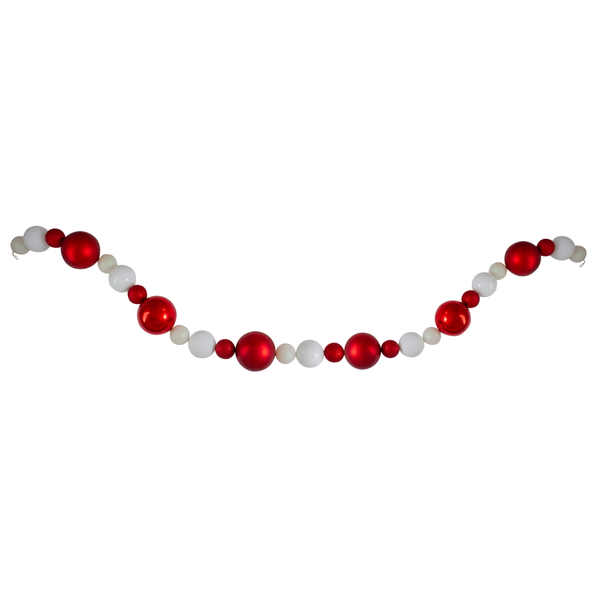 6 ft. Unlit Red & White Shatterproof Ball Artificial Christmas Garland